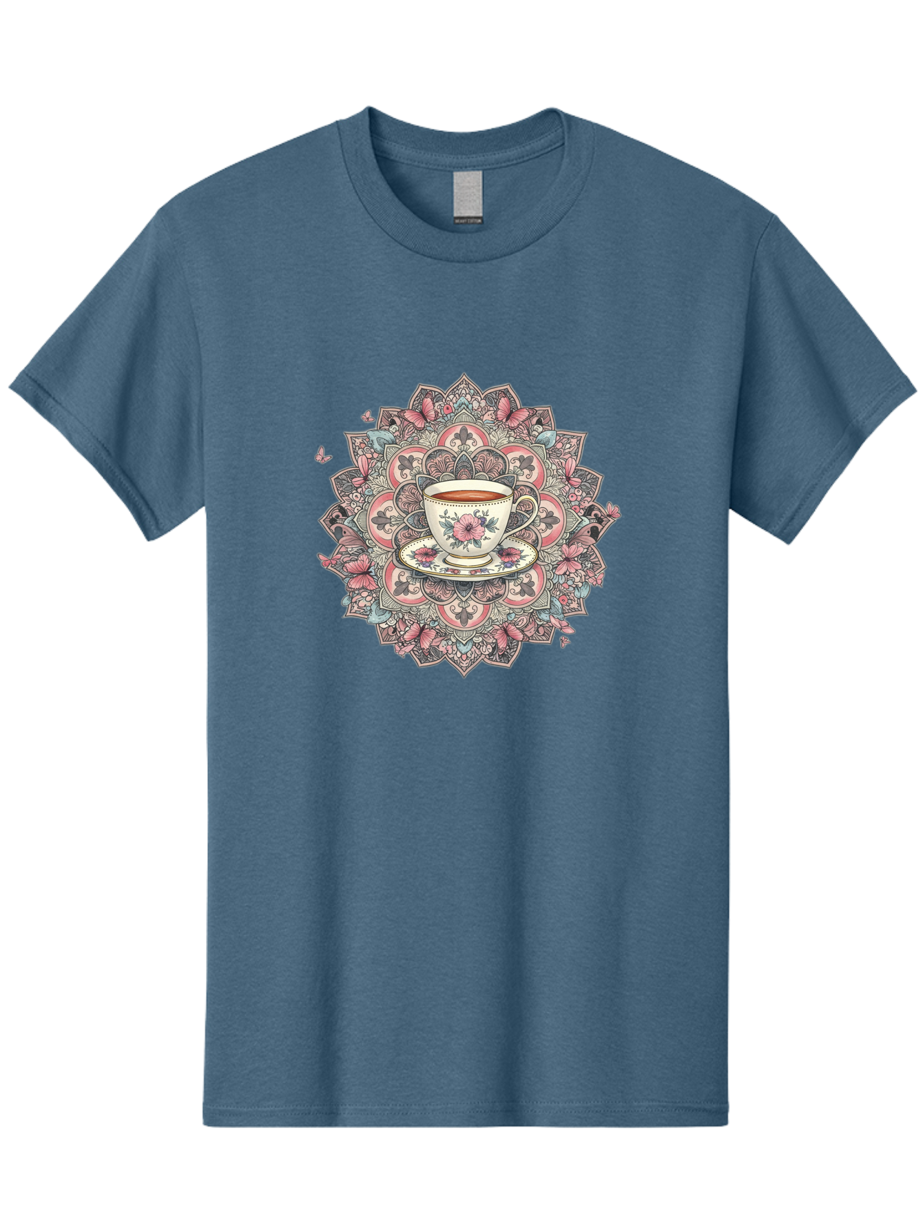 Floral-Teacup-Mandala Men'S Graphic Tee, 100% Cotton, Comfortable Casual Summer Wear, Machine Washable, Vintage Camera, Old Camera, Antique Camera, Black Camera, Classic Photography, Photography Equipment, Nostalgic Device, Film Camera, Baf087