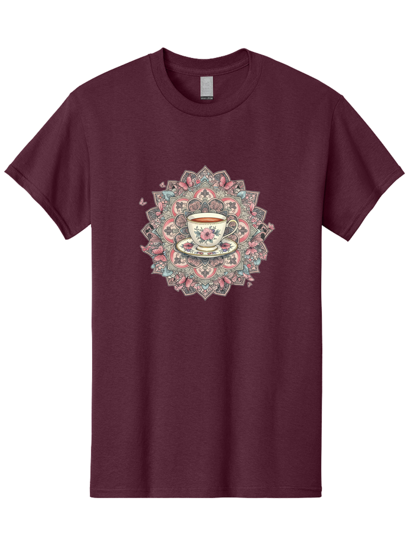Floral-Teacup-Mandala Men'S Graphic Tee, 100% Cotton, Comfortable Casual Summer Wear, Machine Washable, Vintage Camera, Old Camera, Antique Camera, Black Camera, Classic Photography, Photography Equipment, Nostalgic Device, Film Camera, Baf087