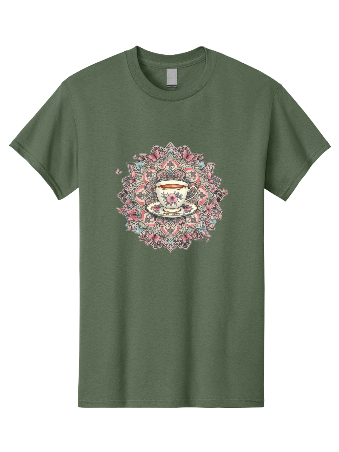 Floral-Teacup-Mandala Men'S Graphic Tee, 100% Cotton, Comfortable Casual Summer Wear, Machine Washable, Vintage Camera, Old Camera, Antique Camera, Black Camera, Classic Photography, Photography Equipment, Nostalgic Device, Film Camera, Baf087