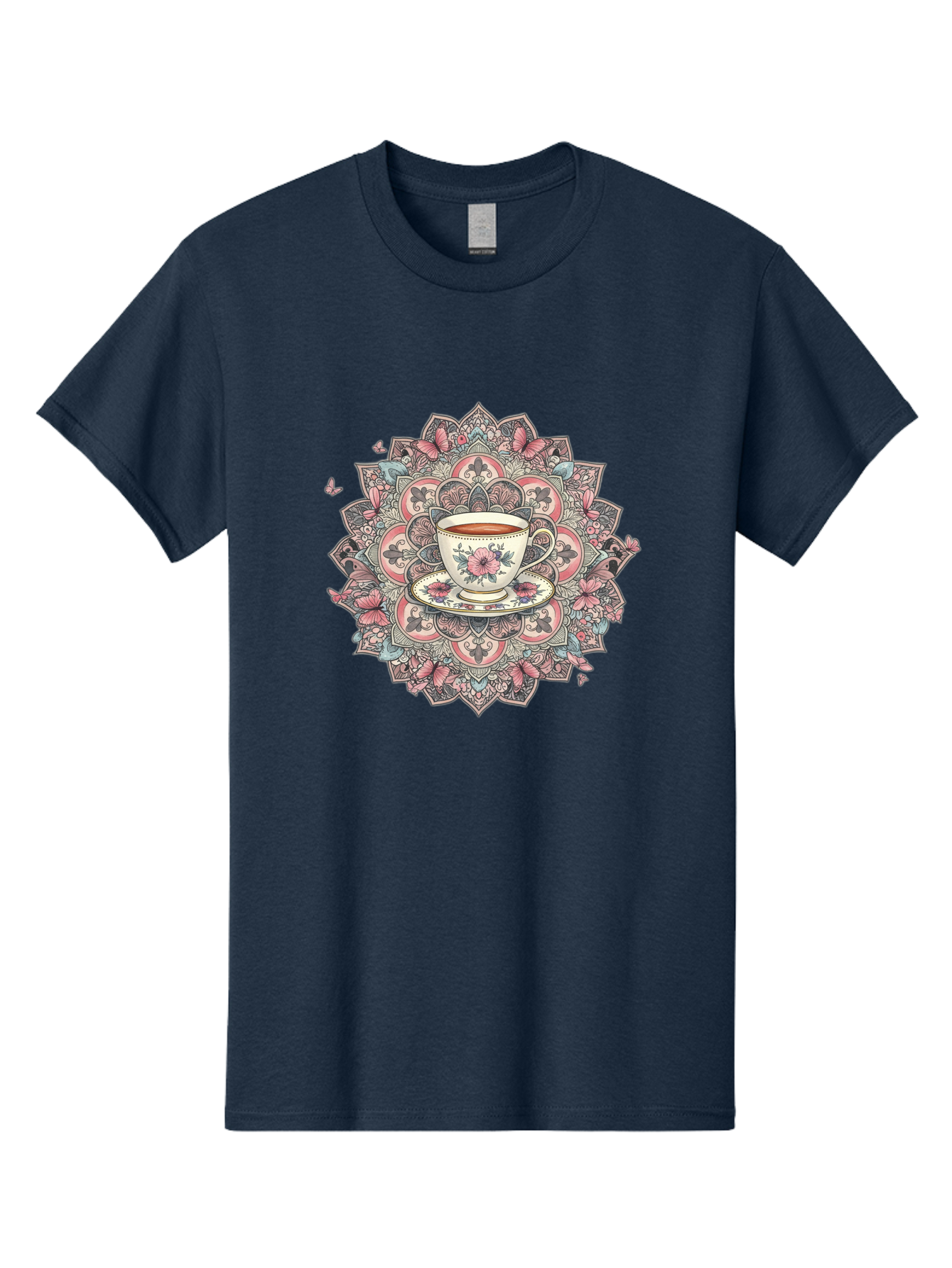Floral-Teacup-Mandala Men'S Graphic Tee, 100% Cotton, Comfortable Casual Summer Wear, Machine Washable, Vintage Camera, Old Camera, Antique Camera, Black Camera, Classic Photography, Photography Equipment, Nostalgic Device, Film Camera, Baf087