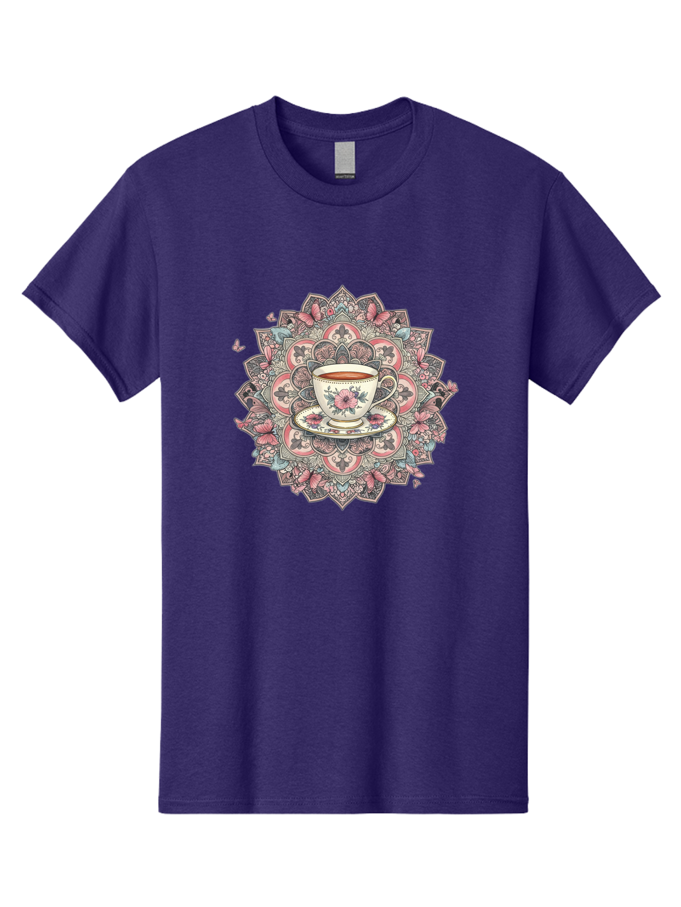 Floral-Teacup-Mandala Men'S Graphic Tee, 100% Cotton, Comfortable Casual Summer Wear, Machine Washable, Vintage Camera, Old Camera, Antique Camera, Black Camera, Classic Photography, Photography Equipment, Nostalgic Device, Film Camera, Baf087