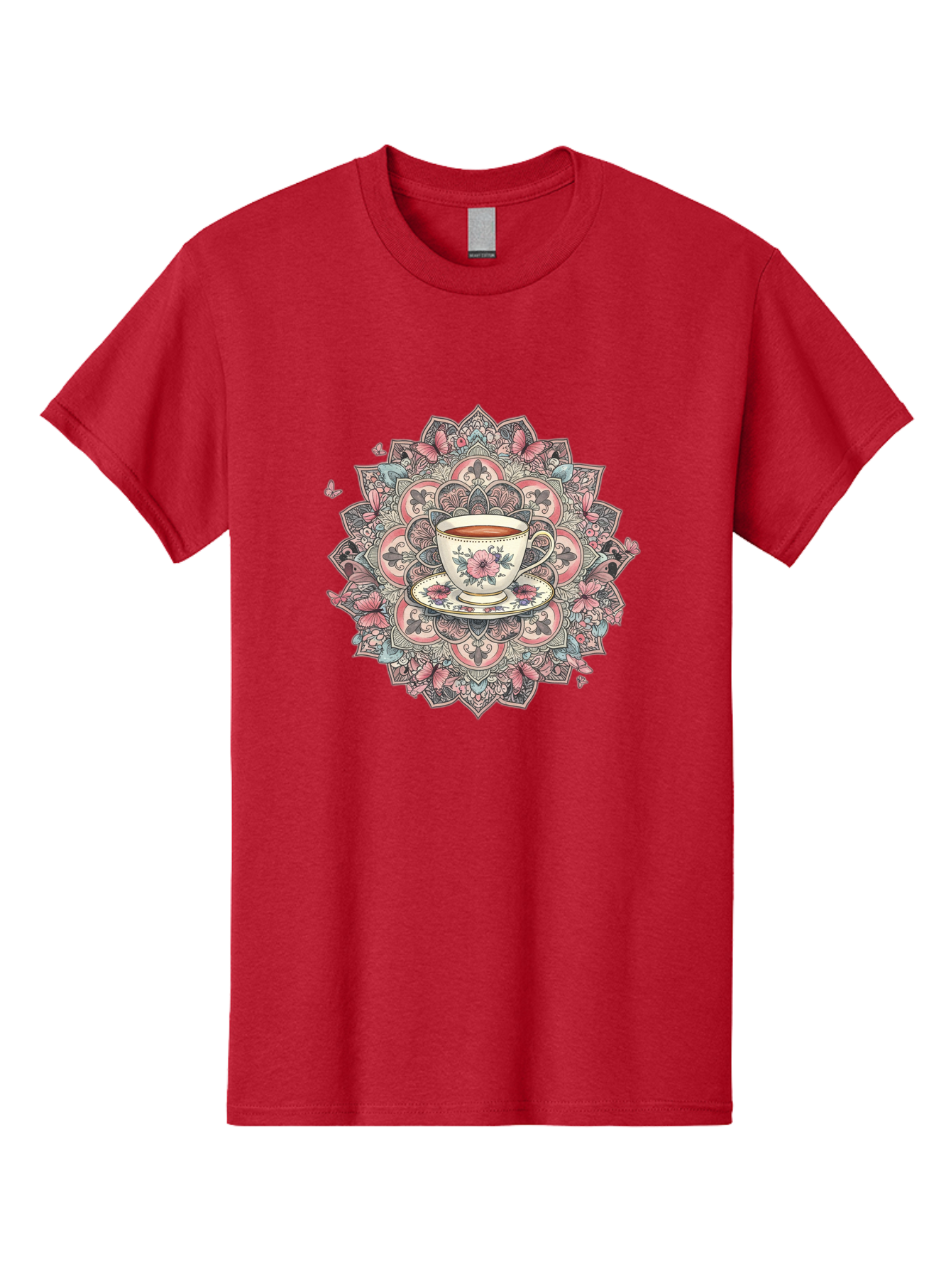 Floral-Teacup-Mandala Men'S Graphic Tee, 100% Cotton, Comfortable Casual Summer Wear, Machine Washable, Vintage Camera, Old Camera, Antique Camera, Black Camera, Classic Photography, Photography Equipment, Nostalgic Device, Film Camera, Baf087
