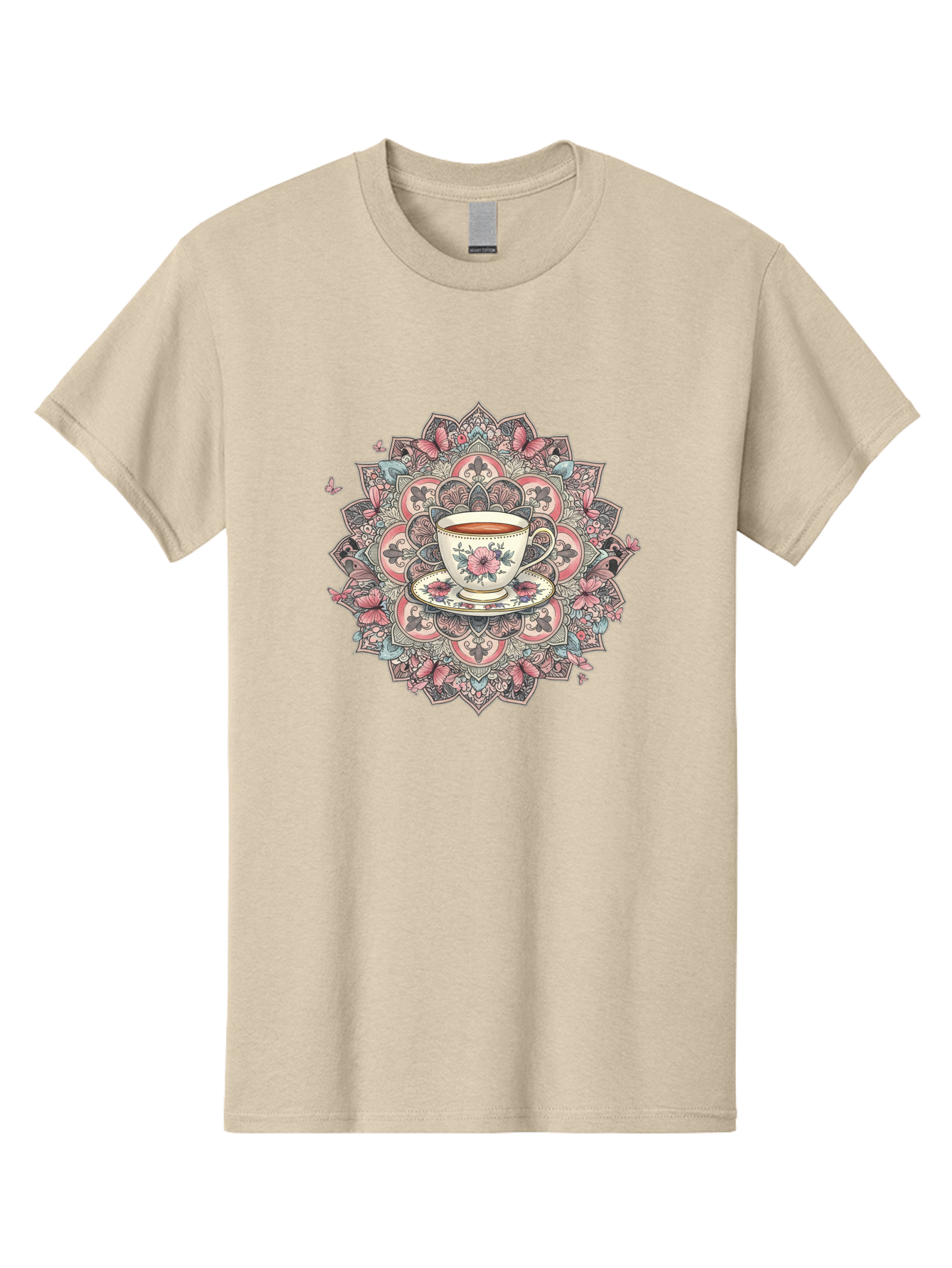 Floral-Teacup-Mandala Men'S Graphic Tee, 100% Cotton, Comfortable Casual Summer Wear, Machine Washable, Vintage Camera, Old Camera, Antique Camera, Black Camera, Classic Photography, Photography Equipment, Nostalgic Device, Film Camera, Baf087