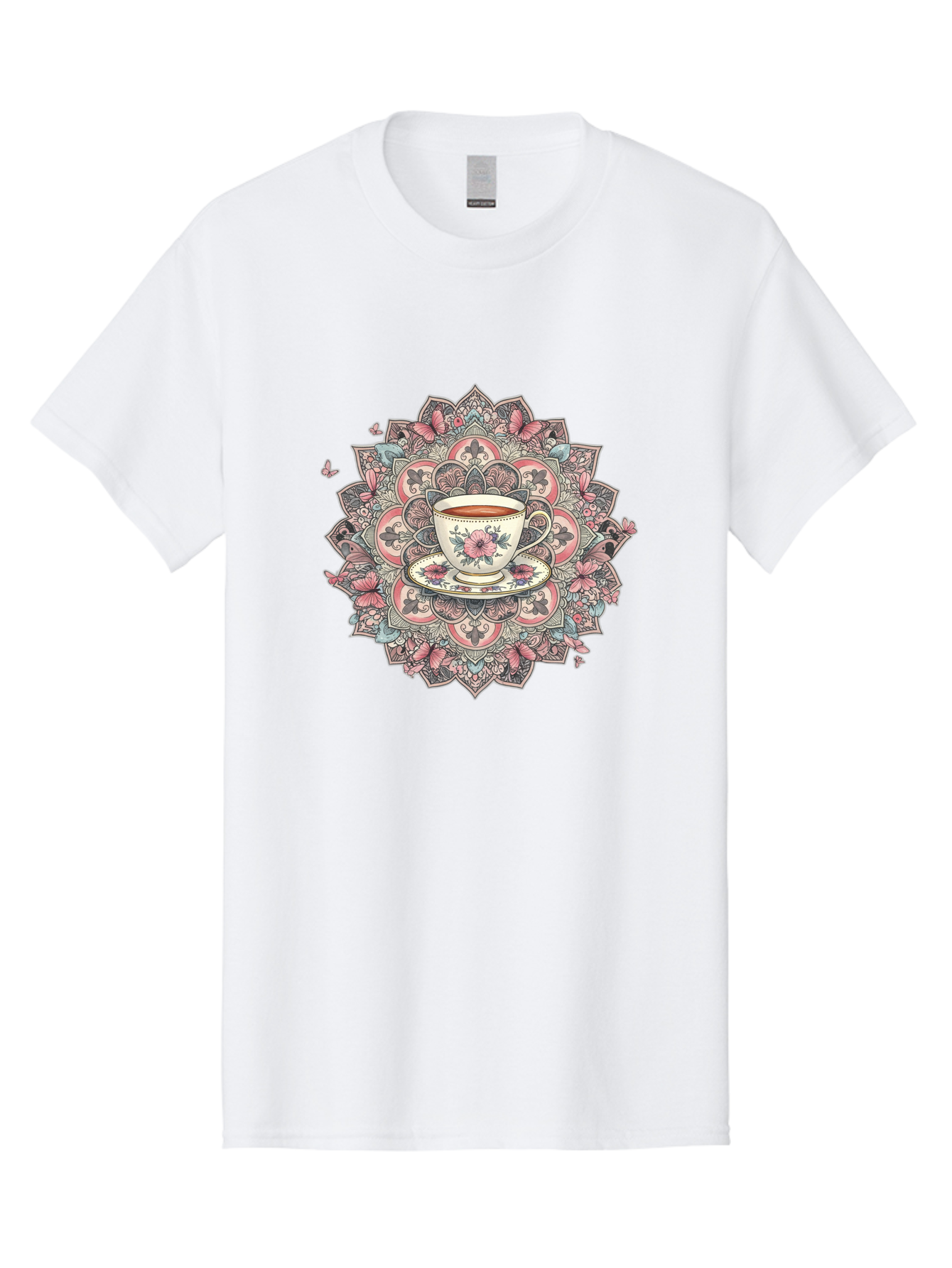 Floral-Teacup-Mandala Men'S Graphic Tee, 100% Cotton, Comfortable Casual Summer Wear, Machine Washable, Vintage Camera, Old Camera, Antique Camera, Black Camera, Classic Photography, Photography Equipment, Nostalgic Device, Film Camera, Baf087