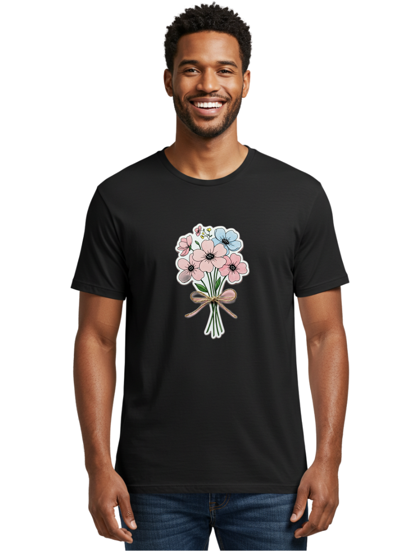 Flower-Bouquet-1 Men'S Graphic Tee, 100% Cotton, Comfortable Casual Summer Wear, Machine Washable, Vintage Camera, Old Camera, Antique Camera, Black Camera, Classic Photography, Photography Equipment, Nostalgic Device, Film Camera, Camera Art Baf088