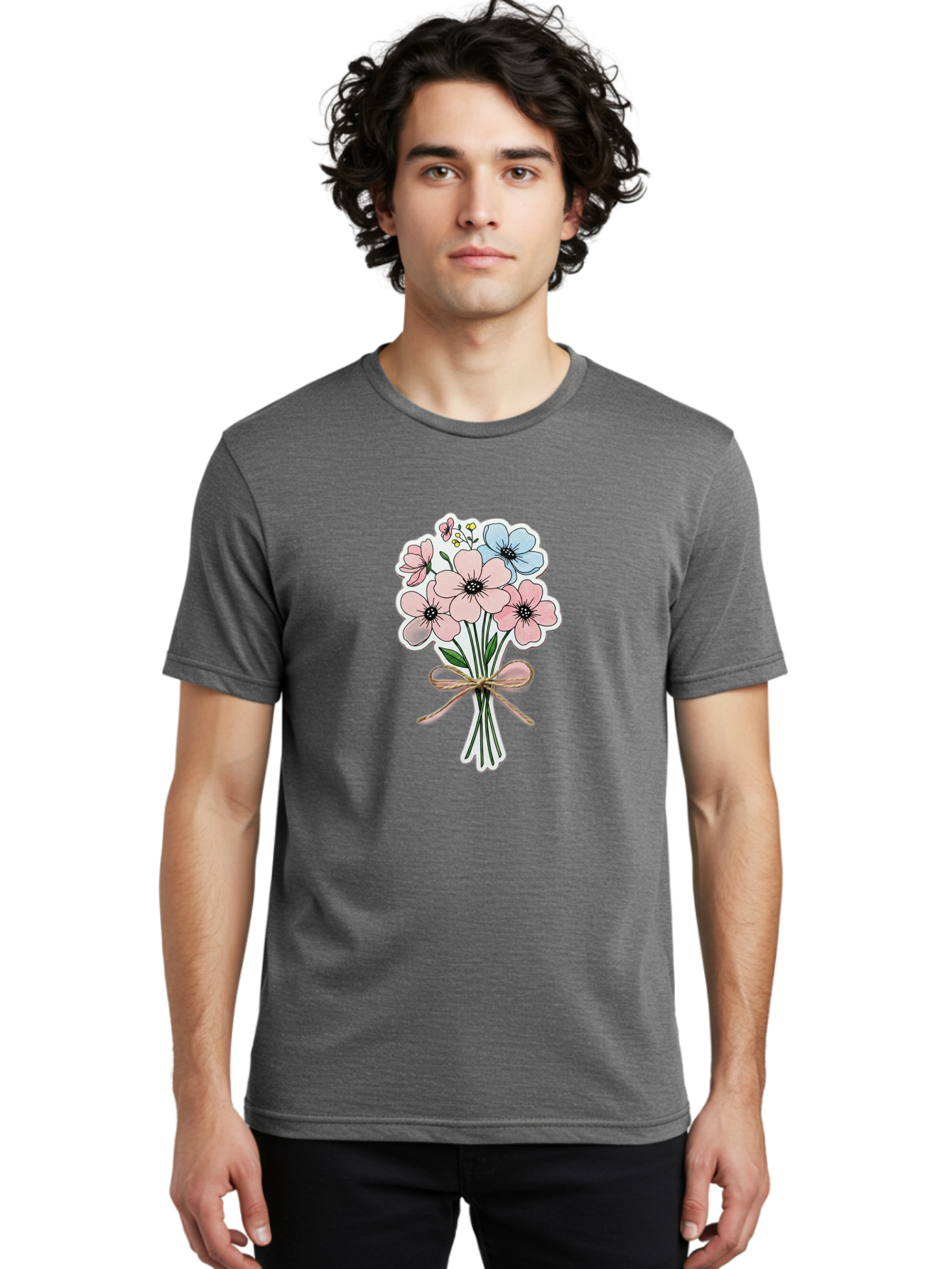 Flower-Bouquet-1 Men'S Graphic Tee, 100% Cotton, Comfortable Casual Summer Wear, Machine Washable, Vintage Camera, Old Camera, Antique Camera, Black Camera, Classic Photography, Photography Equipment, Nostalgic Device, Film Camera, Camera Art Baf088