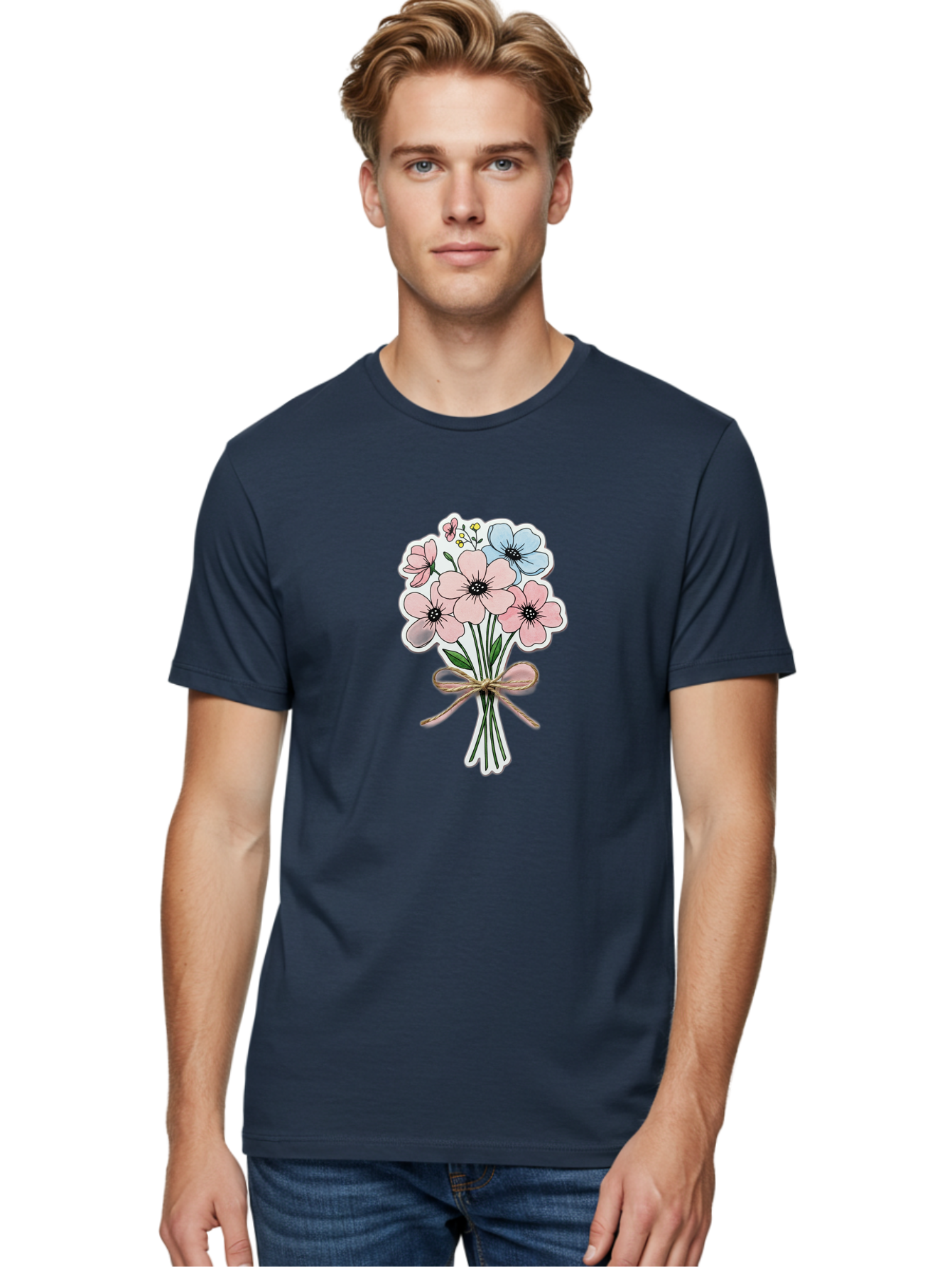 Flower-Bouquet-1 Men'S Graphic Tee, 100% Cotton, Comfortable Casual Summer Wear, Machine Washable, Vintage Camera, Old Camera, Antique Camera, Black Camera, Classic Photography, Photography Equipment, Nostalgic Device, Film Camera, Camera Art Baf088