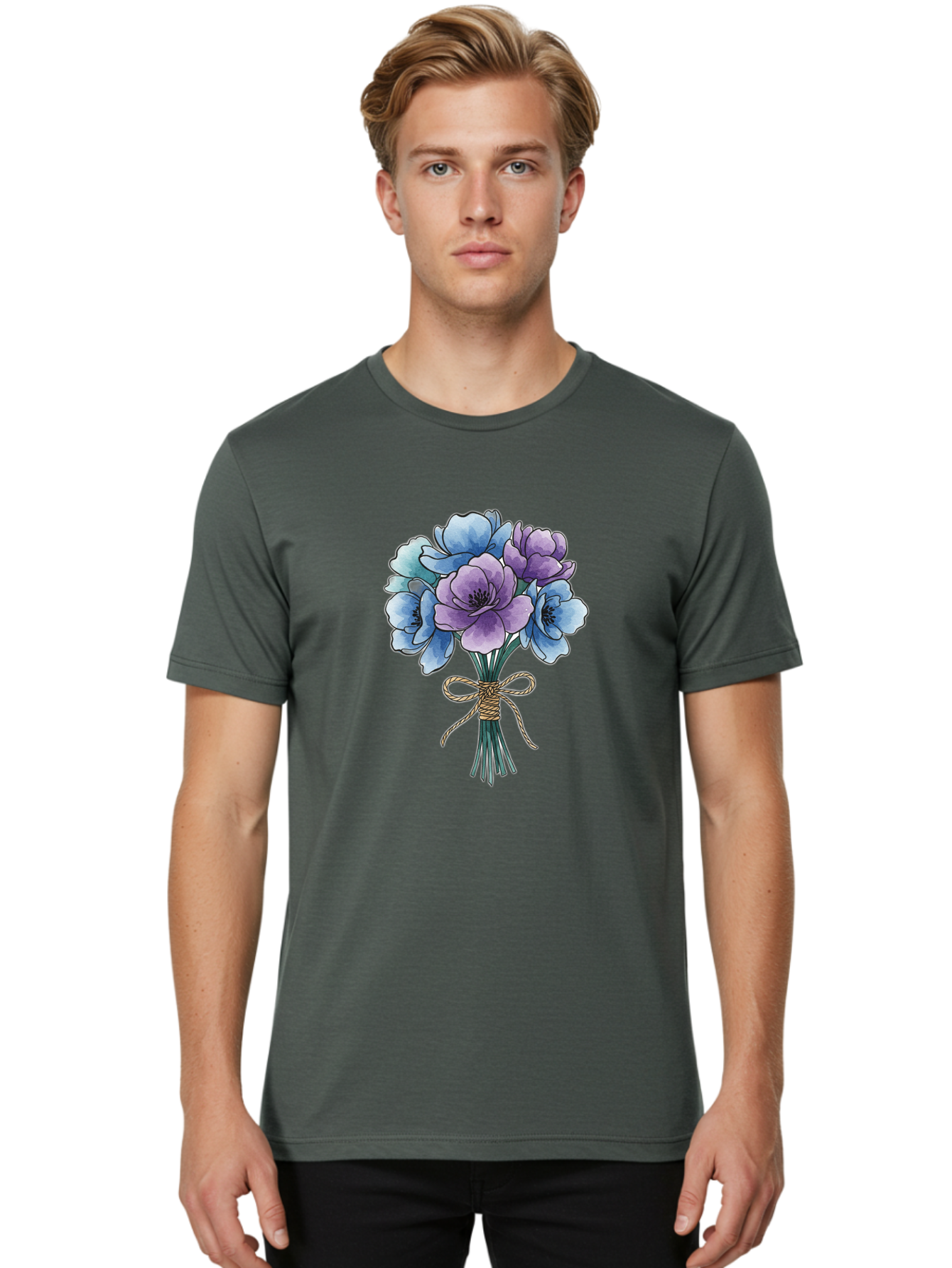 Flower-Bouquet Men'S Graphic Tee, 100% Cotton, Comfortable Casual Summer Wear, Machine Washable, Vintage Camera, Old Camera, Antique Camera, Black Camera, Classic Photography, Photography Equipment, Nostalgic Device, Film Camera, Camera Art Baf089