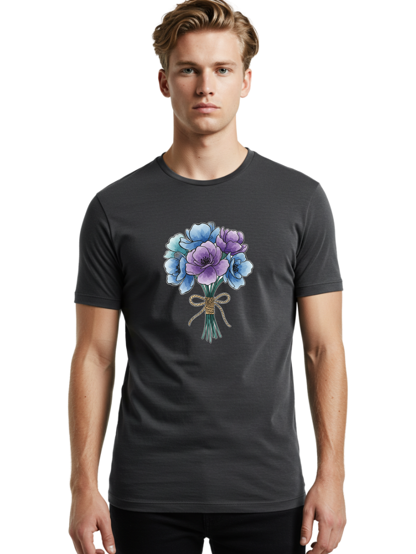 Flower-Bouquet Men'S Graphic Tee, 100% Cotton, Comfortable Casual Summer Wear, Machine Washable, Vintage Camera, Old Camera, Antique Camera, Black Camera, Classic Photography, Photography Equipment, Nostalgic Device, Film Camera, Camera Art Baf089