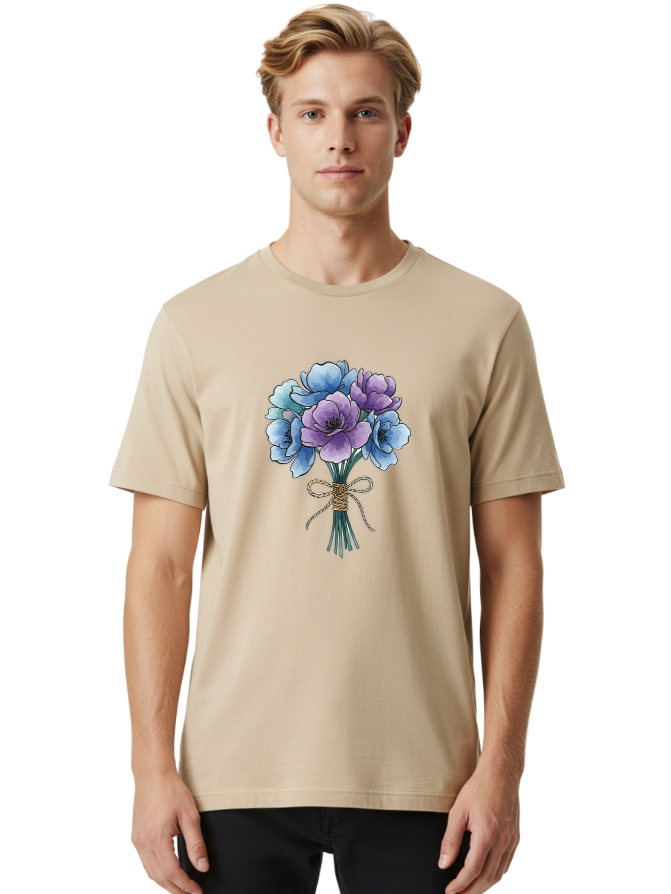 Flower-Bouquet Men'S Graphic Tee, 100% Cotton, Comfortable Casual Summer Wear, Machine Washable, Vintage Camera, Old Camera, Antique Camera, Black Camera, Classic Photography, Photography Equipment, Nostalgic Device, Film Camera, Camera Art Baf089