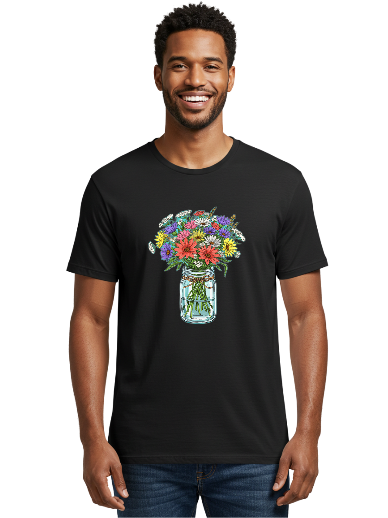 Flowers-In-Mason-Jar Men'S Graphic Tee, 100% Cotton, Comfortable Casual Summer Wear, Machine Washable, Vintage Camera, Old Camera, Antique Camera, Black Camera, Classic Photography, Photography Equipment, Nostalgic Device, Film Camera, Baf090