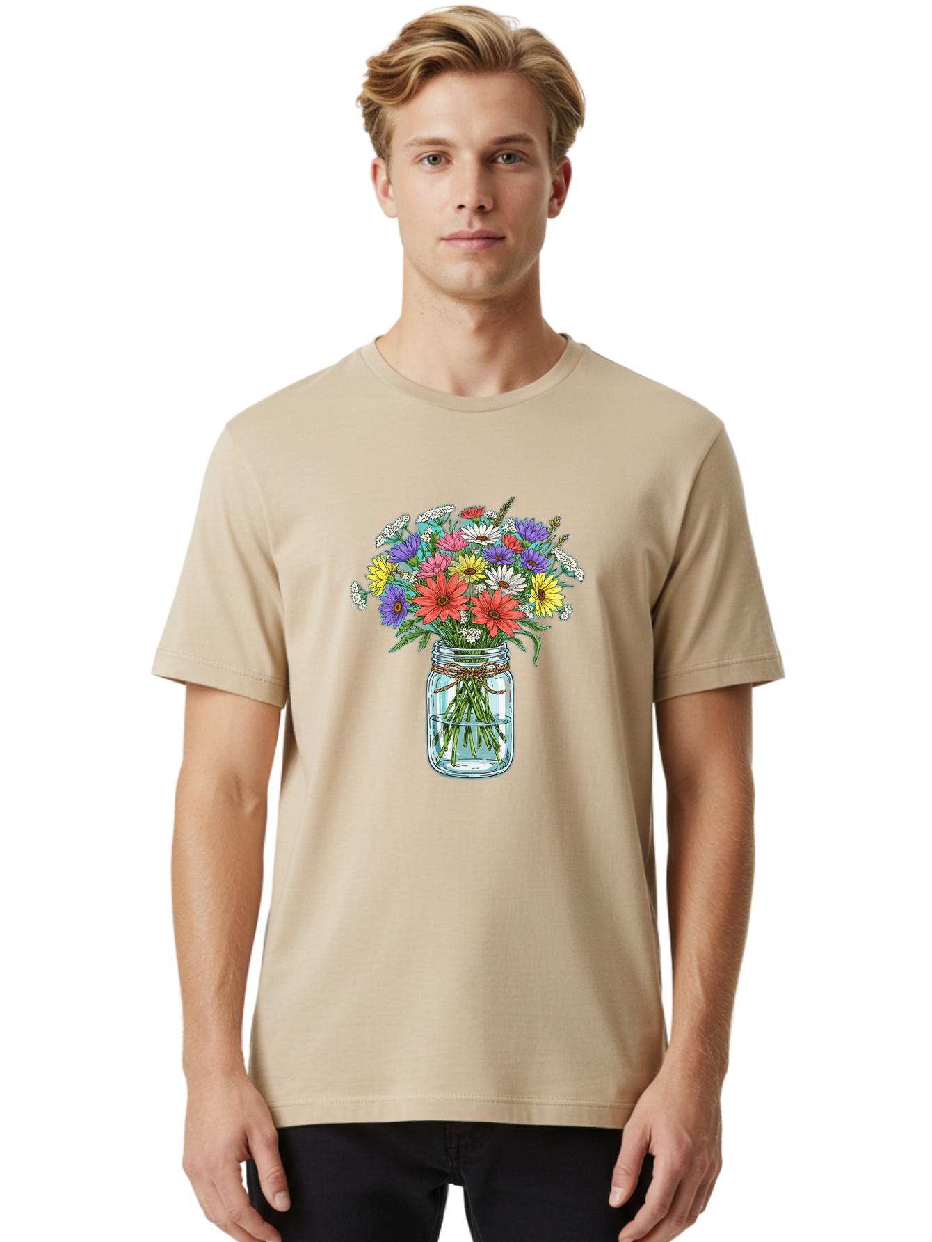 Flowers-In-Mason-Jar Men'S Graphic Tee, 100% Cotton, Comfortable Casual Summer Wear, Machine Washable, Vintage Camera, Old Camera, Antique Camera, Black Camera, Classic Photography, Photography Equipment, Nostalgic Device, Film Camera, Baf090