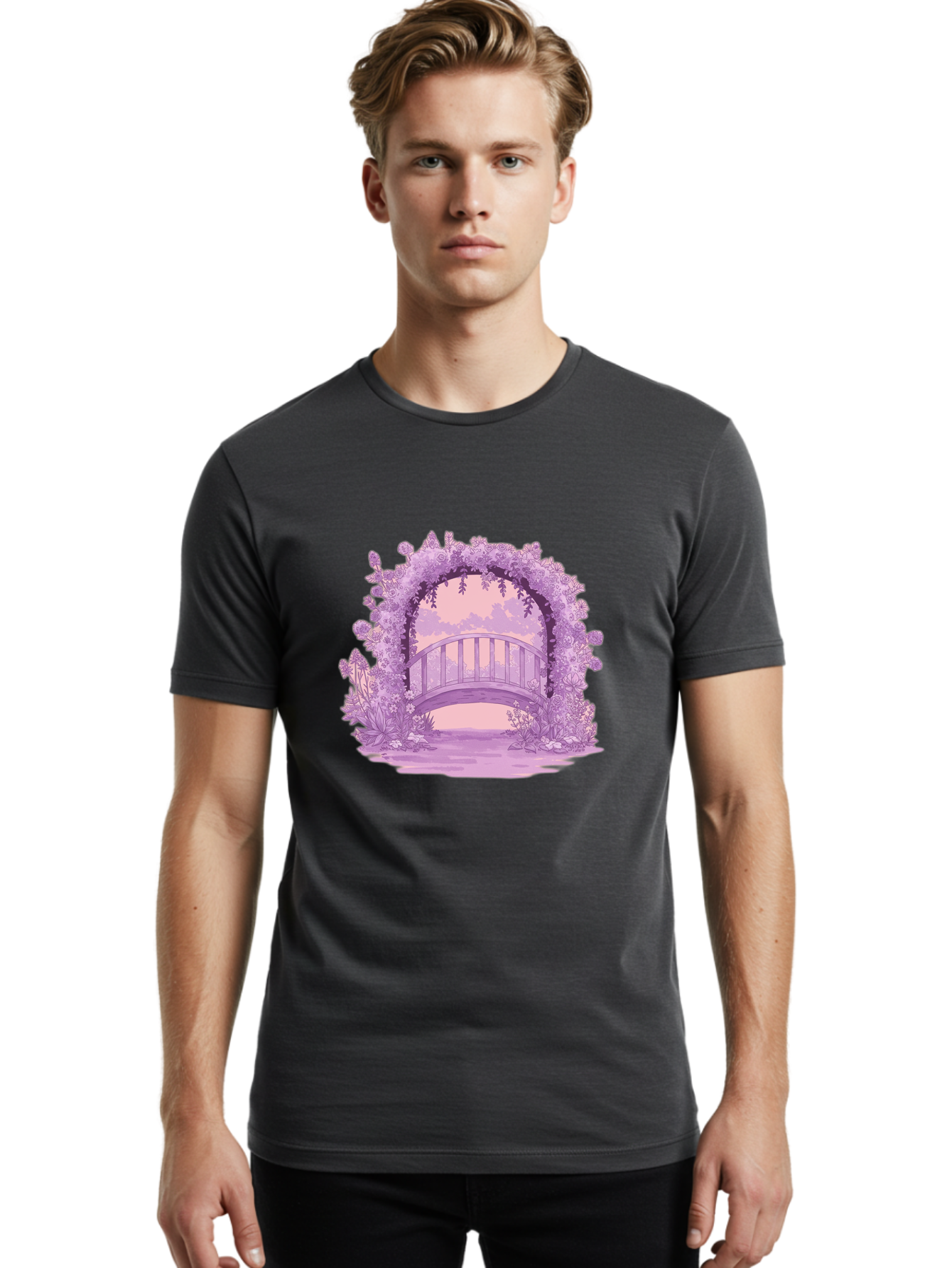 Footbridge-2 Men'S Graphic Tee, 100% Cotton, Comfortable Casual Summer Wear, Machine Washable, Vintage Camera, Old Camera, Antique Camera, Black Camera, Classic Photography, Photography Equipment, Nostalgic Device, Film Camera, Camera Art Baf093