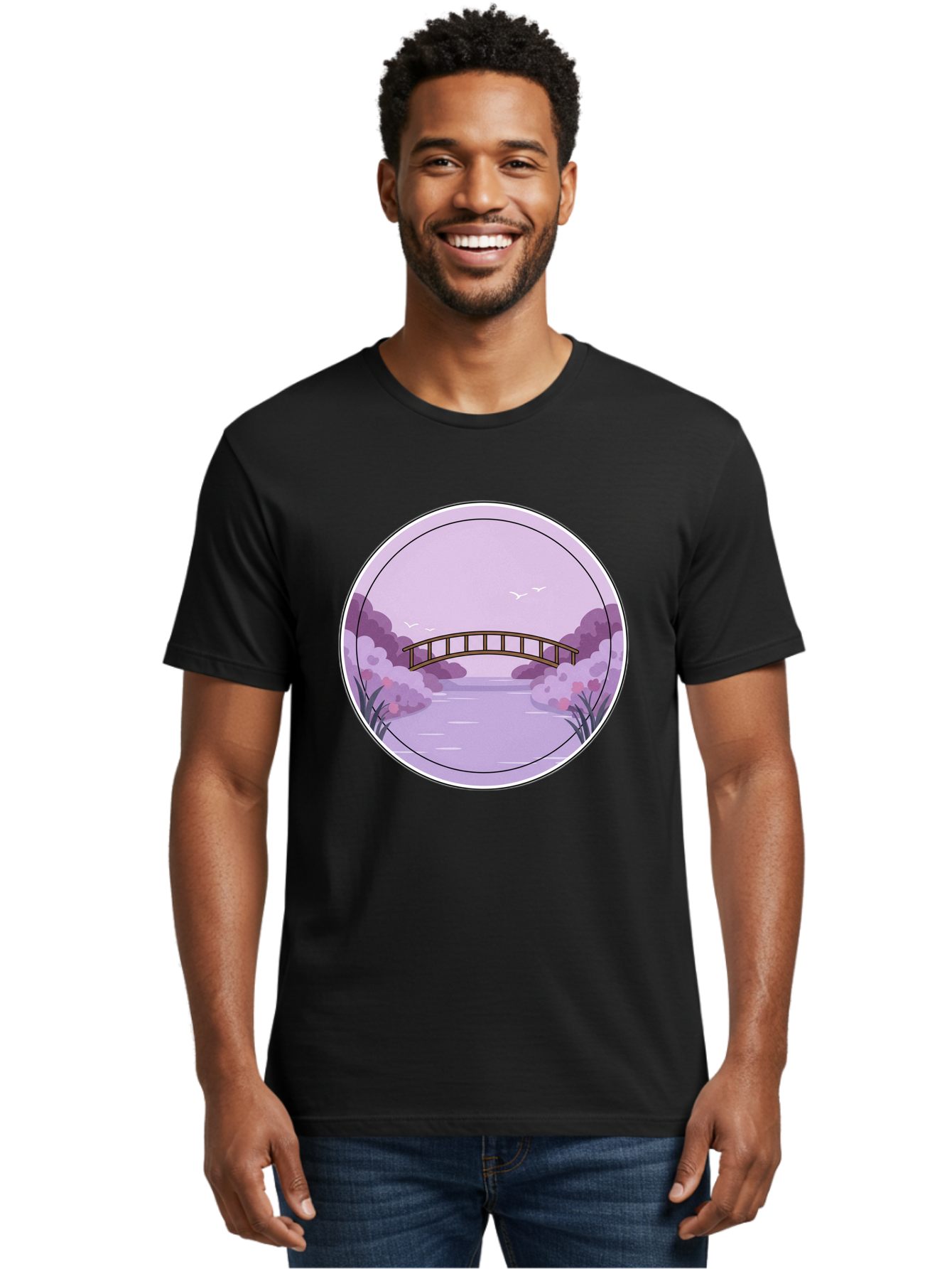 Footbridge-Over-Water Men'S Graphic Tee, 100% Cotton, Comfortable Casual Summer Wear, Machine Washable, Vintage Camera, Old Camera, Antique Camera, Black Camera, Classic Photography, Photography Equipment, Nostalgic Device, Film Camera, Baf094