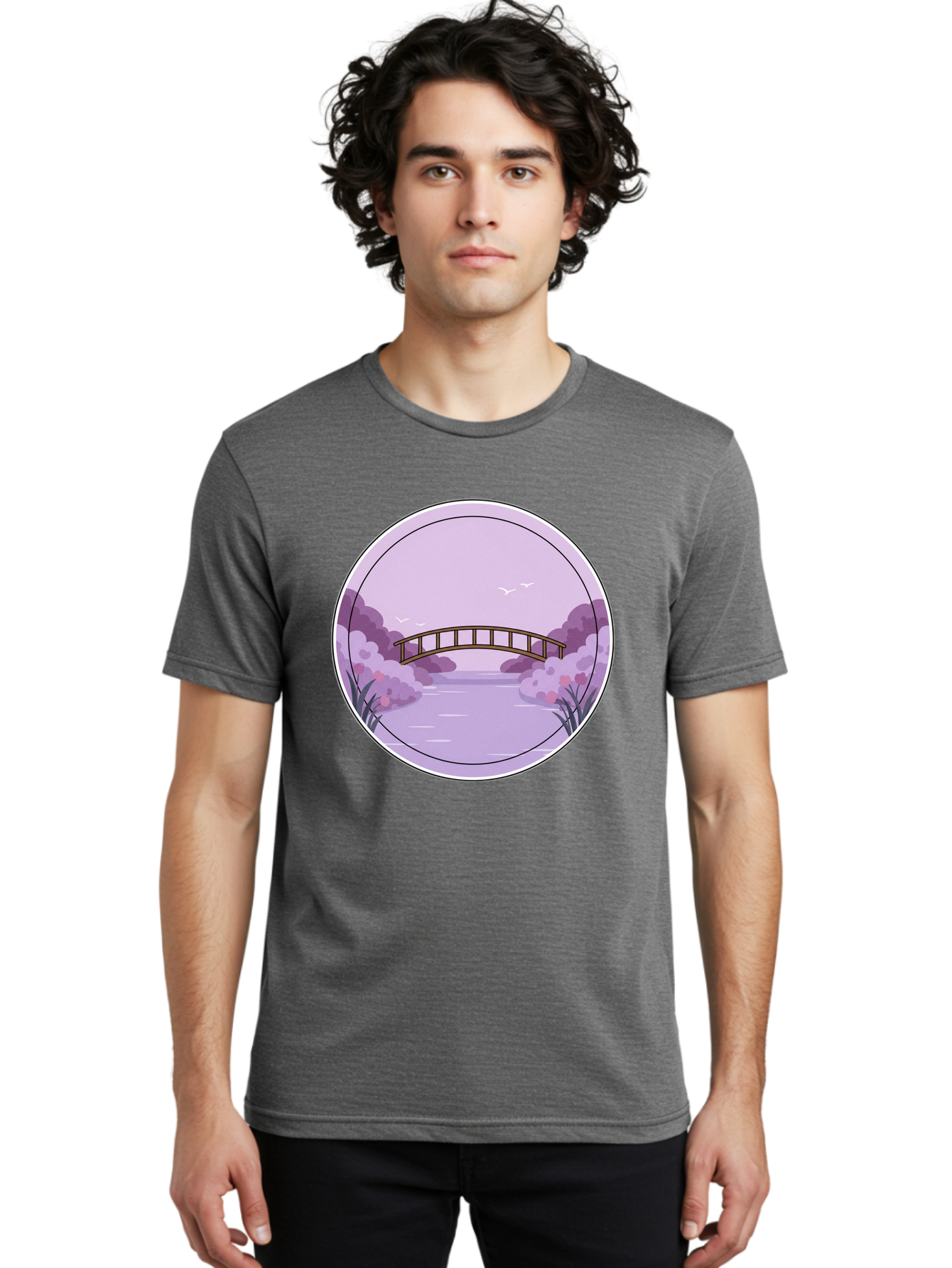 Footbridge-Over-Water Men'S Graphic Tee, 100% Cotton, Comfortable Casual Summer Wear, Machine Washable, Vintage Camera, Old Camera, Antique Camera, Black Camera, Classic Photography, Photography Equipment, Nostalgic Device, Film Camera, Baf094