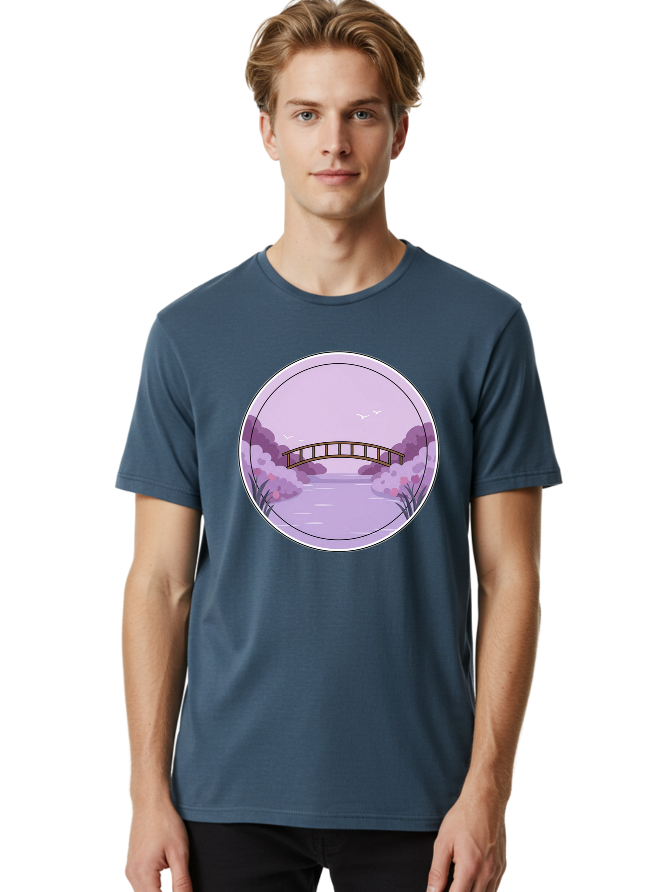 Footbridge-Over-Water Men'S Graphic Tee, 100% Cotton, Comfortable Casual Summer Wear, Machine Washable, Vintage Camera, Old Camera, Antique Camera, Black Camera, Classic Photography, Photography Equipment, Nostalgic Device, Film Camera, Baf094