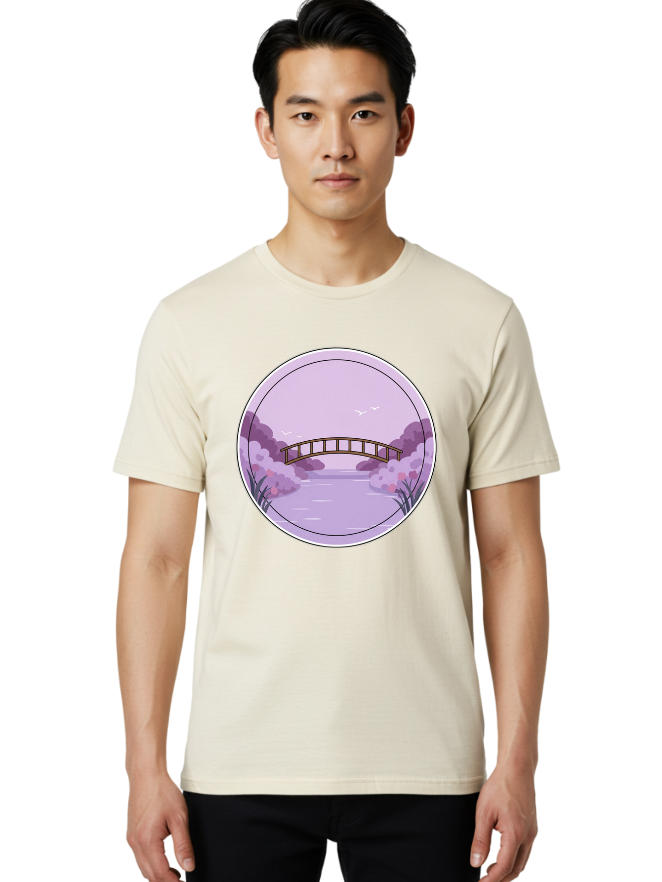Footbridge-Over-Water Men'S Graphic Tee, 100% Cotton, Comfortable Casual Summer Wear, Machine Washable, Vintage Camera, Old Camera, Antique Camera, Black Camera, Classic Photography, Photography Equipment, Nostalgic Device, Film Camera, Baf094