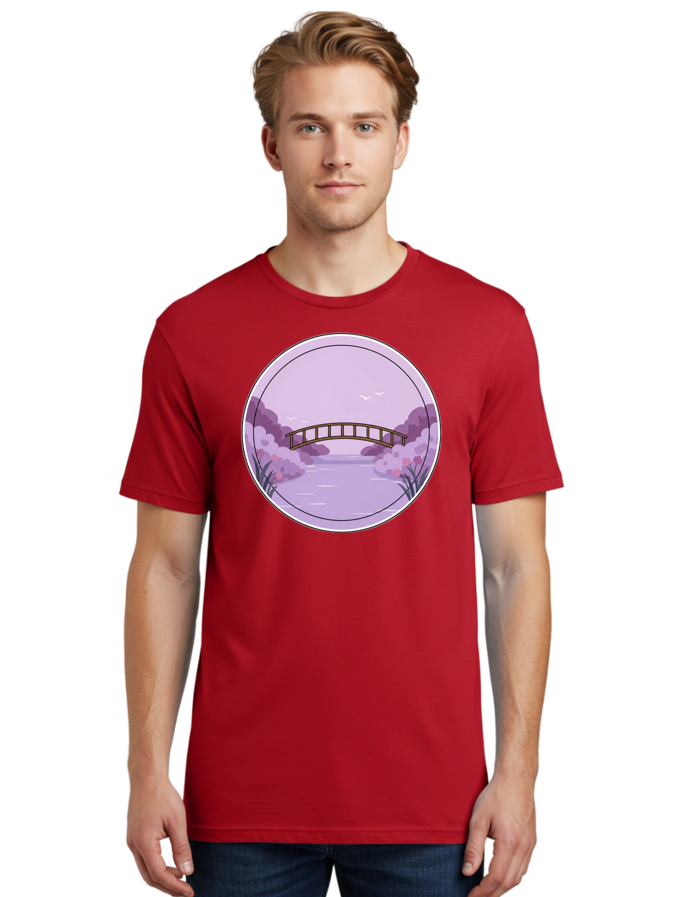 Footbridge-Over-Water Men'S Graphic Tee, 100% Cotton, Comfortable Casual Summer Wear, Machine Washable, Vintage Camera, Old Camera, Antique Camera, Black Camera, Classic Photography, Photography Equipment, Nostalgic Device, Film Camera, Baf094