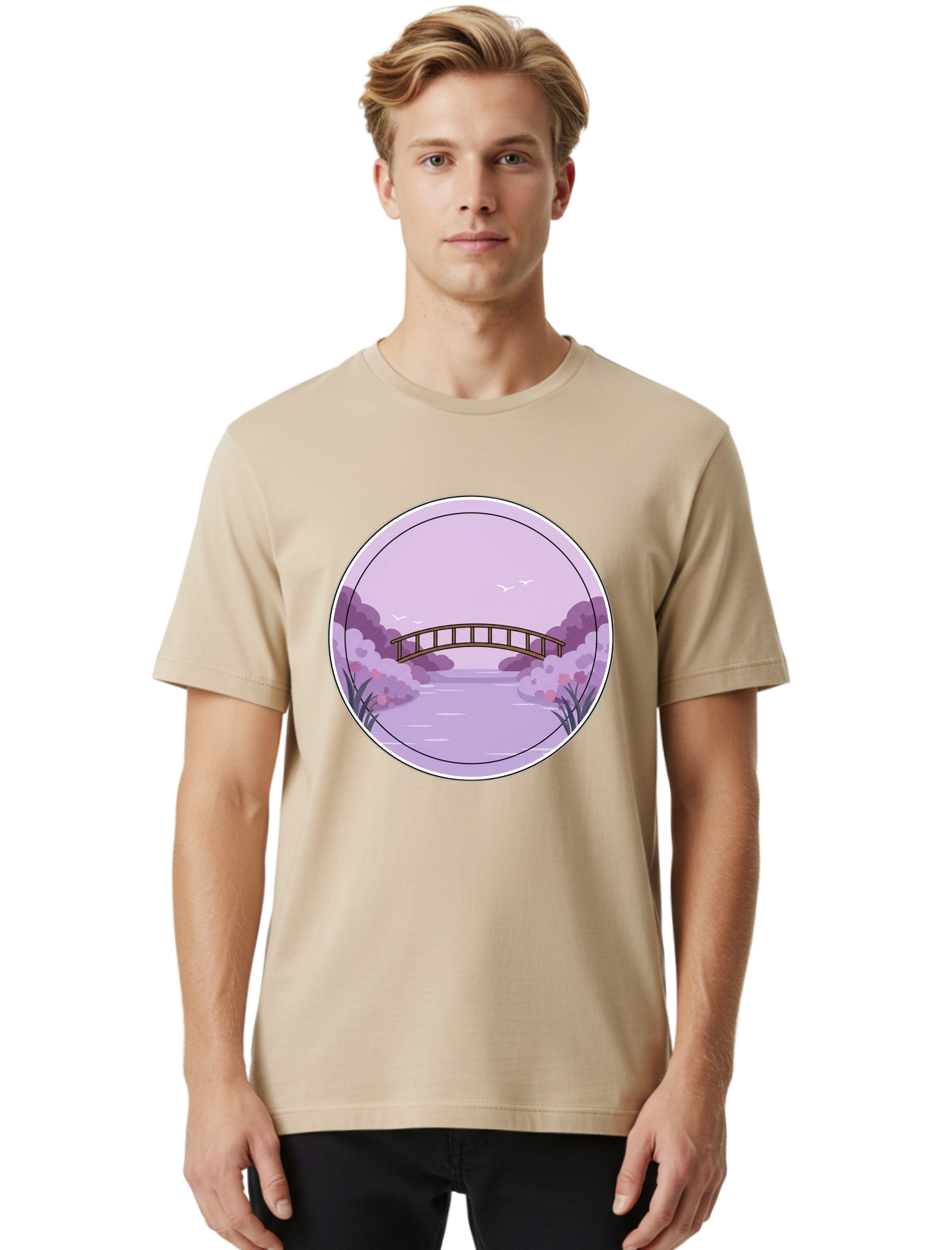 Footbridge-Over-Water Men'S Graphic Tee, 100% Cotton, Comfortable Casual Summer Wear, Machine Washable, Vintage Camera, Old Camera, Antique Camera, Black Camera, Classic Photography, Photography Equipment, Nostalgic Device, Film Camera, Baf094