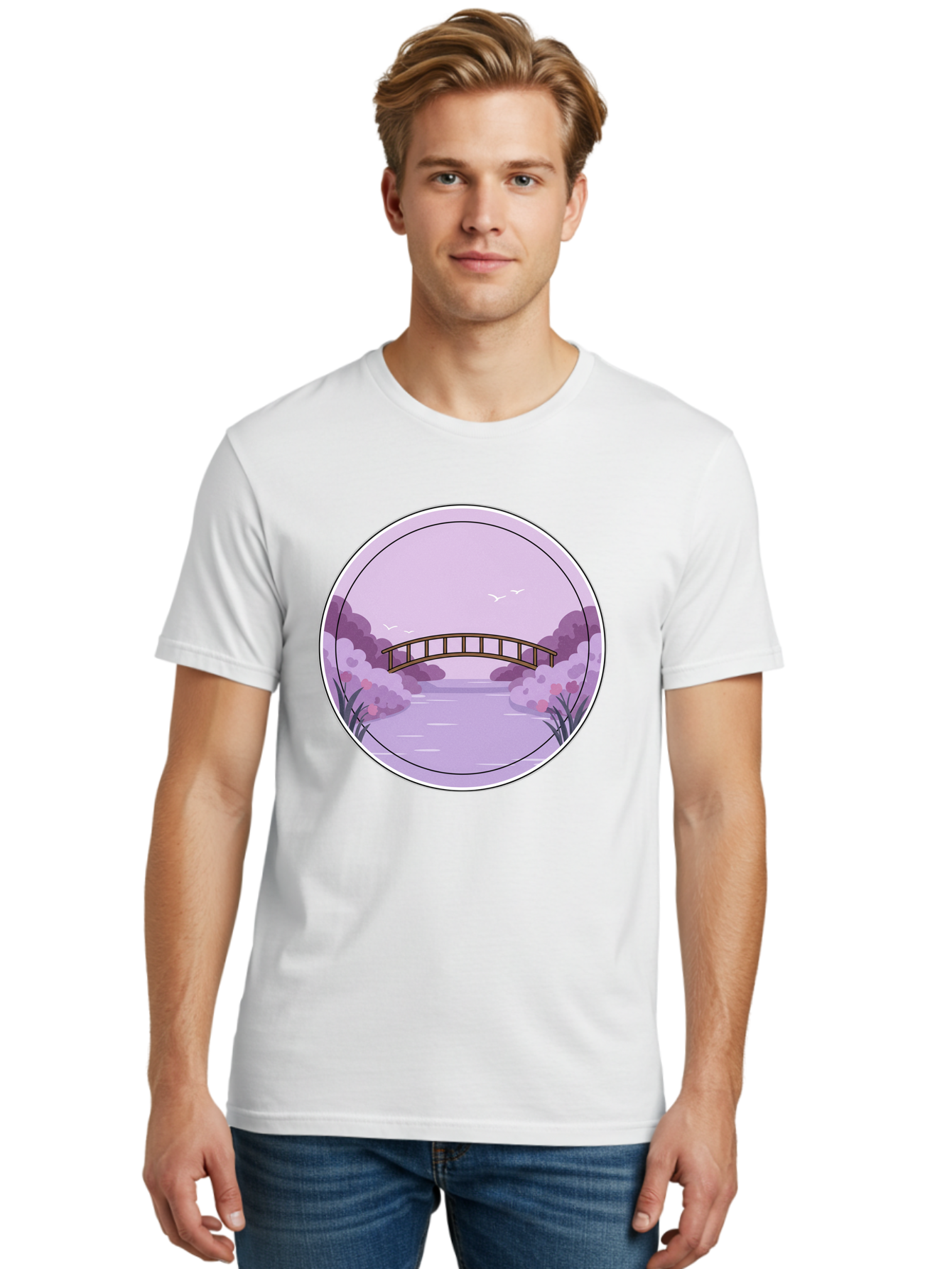 Footbridge-Over-Water Men'S Graphic Tee, 100% Cotton, Comfortable Casual Summer Wear, Machine Washable, Vintage Camera, Old Camera, Antique Camera, Black Camera, Classic Photography, Photography Equipment, Nostalgic Device, Film Camera, Baf094