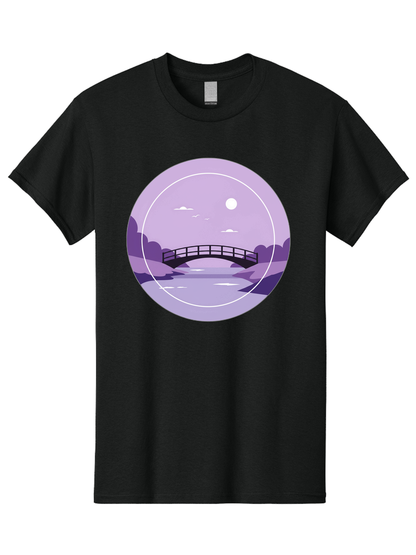 Footbridge-Under-Moonlight Men'S Graphic Tee, 100% Cotton, Comfortable Casual Summer Wear, Machine Washable, Vintage Camera, Old Camera, Antique Camera, Black Camera, Classic Photography, Photography Equipment, Nostalgic Device, Film Camera, Baf095