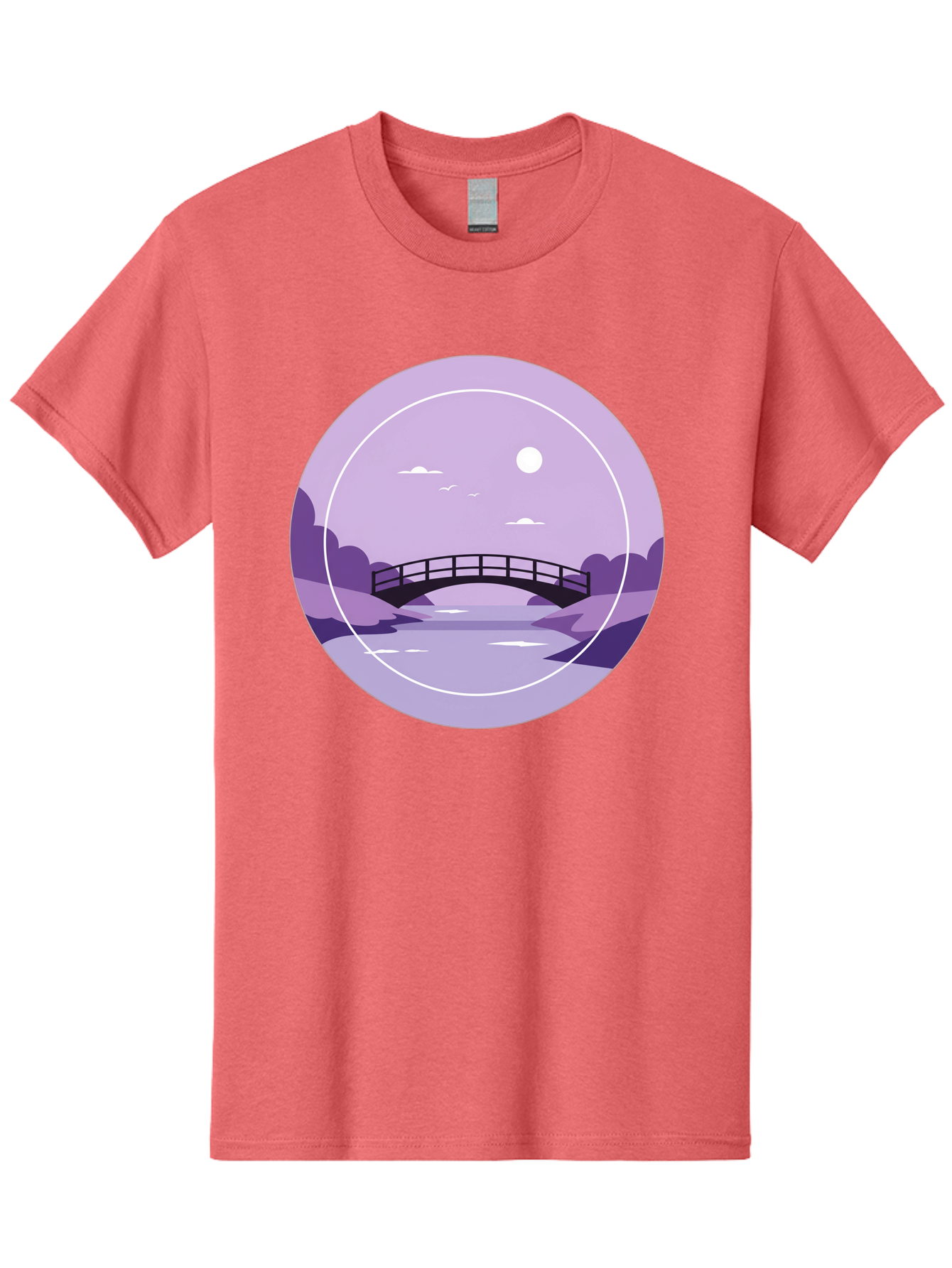 Footbridge-Under-Moonlight Men'S Graphic Tee, 100% Cotton, Comfortable Casual Summer Wear, Machine Washable, Vintage Camera, Old Camera, Antique Camera, Black Camera, Classic Photography, Photography Equipment, Nostalgic Device, Film Camera, Baf095