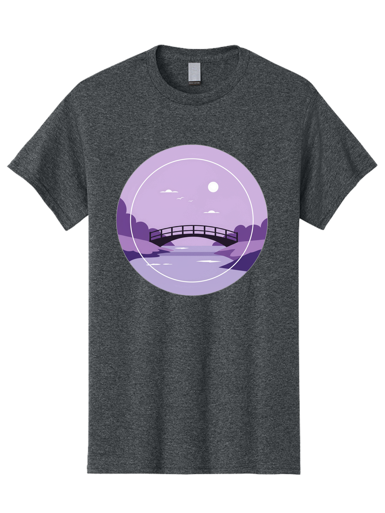 Footbridge-Under-Moonlight Men'S Graphic Tee, 100% Cotton, Comfortable Casual Summer Wear, Machine Washable, Vintage Camera, Old Camera, Antique Camera, Black Camera, Classic Photography, Photography Equipment, Nostalgic Device, Film Camera, Baf095