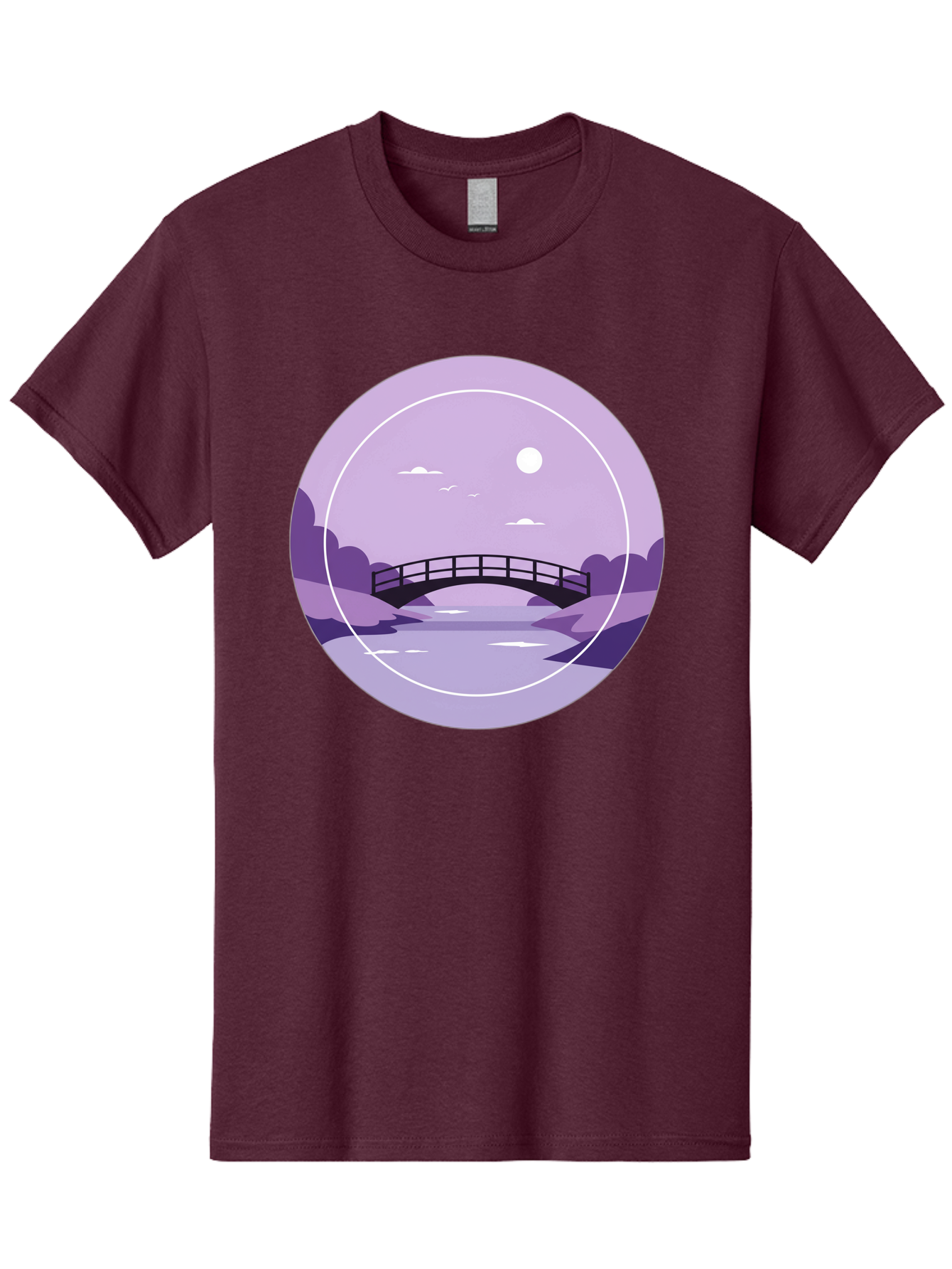 Footbridge-Under-Moonlight Men'S Graphic Tee, 100% Cotton, Comfortable Casual Summer Wear, Machine Washable, Vintage Camera, Old Camera, Antique Camera, Black Camera, Classic Photography, Photography Equipment, Nostalgic Device, Film Camera, Baf095