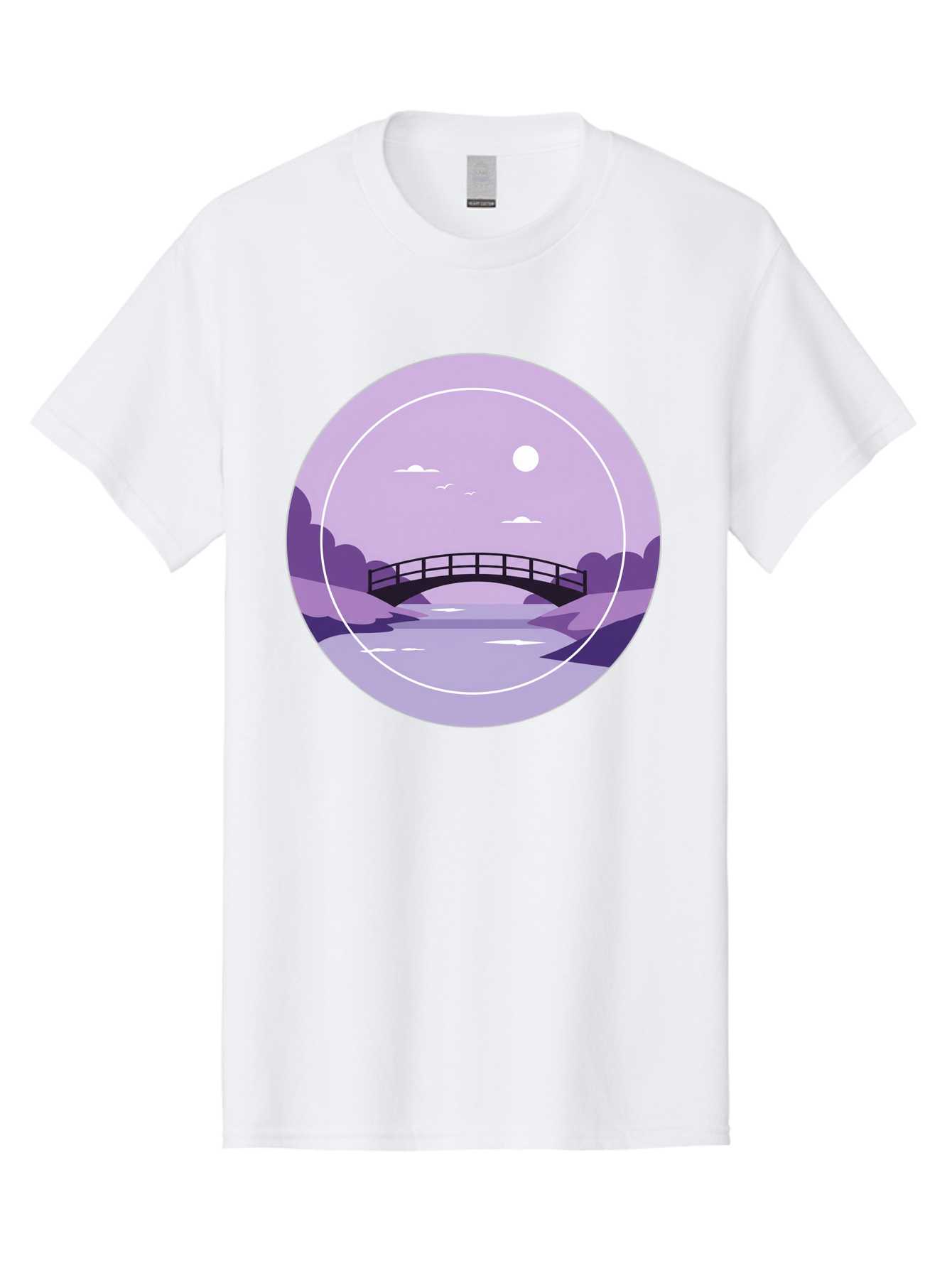 Footbridge-Under-Moonlight Men'S Graphic Tee, 100% Cotton, Comfortable Casual Summer Wear, Machine Washable, Vintage Camera, Old Camera, Antique Camera, Black Camera, Classic Photography, Photography Equipment, Nostalgic Device, Film Camera, Baf095
