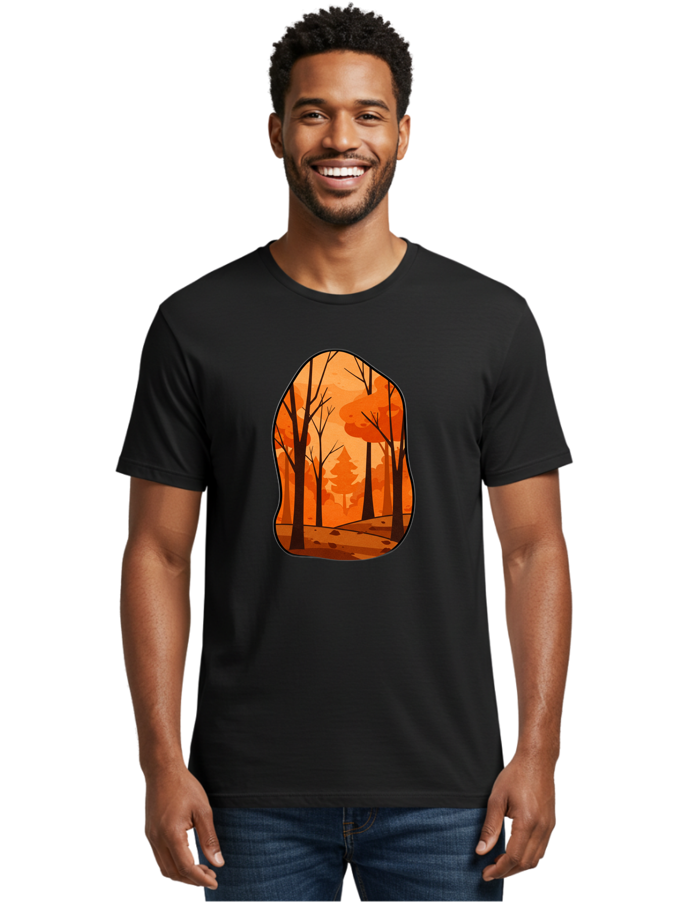 Forest-Scene-1 Men'S Graphic Tee, 100% Cotton, Comfortable Casual Summer Wear, Machine Washable, Vintage Camera, Old Camera, Antique Camera, Black Camera, Classic Photography, Photography Equipment, Nostalgic Device, Film Camera, Camera Art Baf099