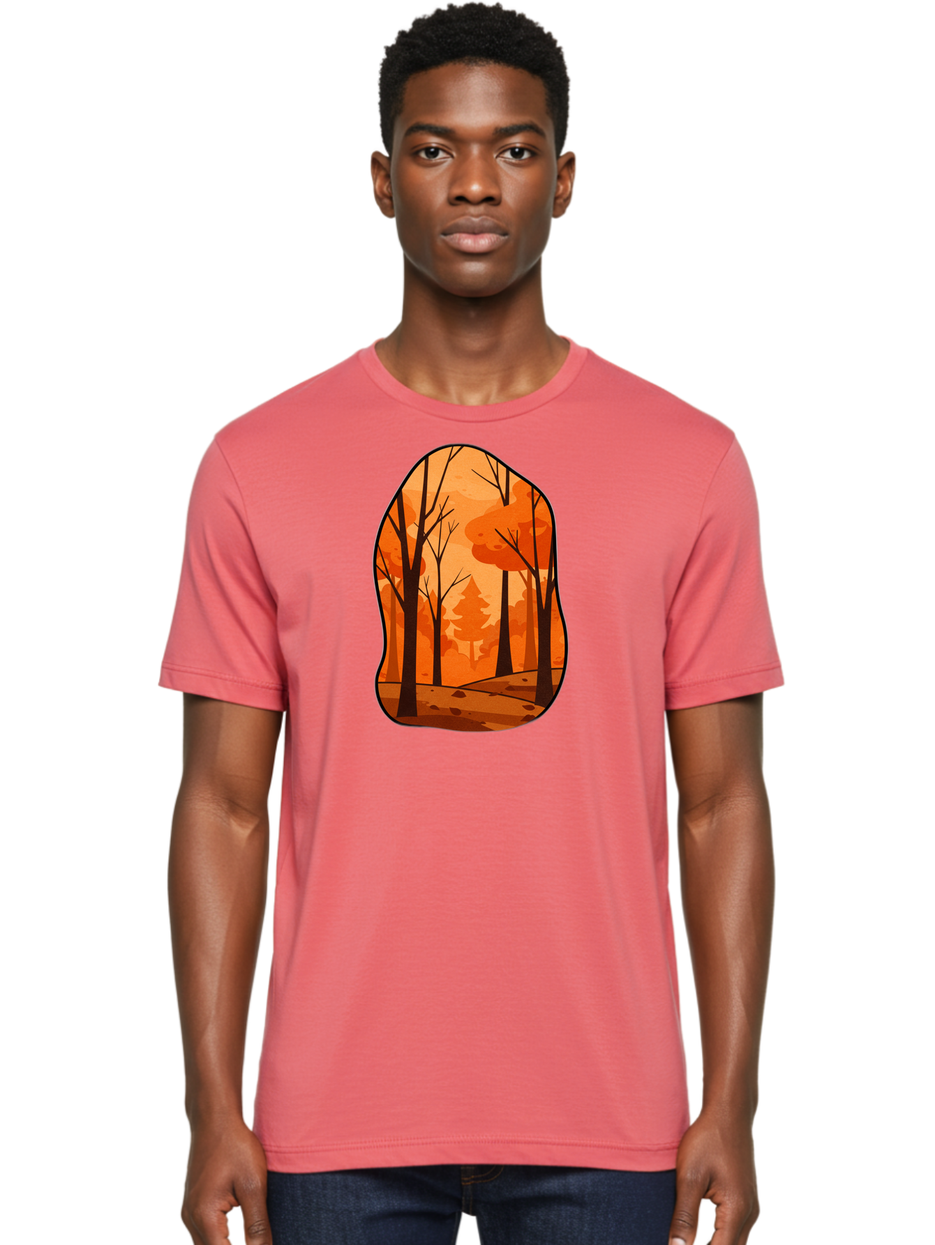 Forest-Scene-1 Men'S Graphic Tee, 100% Cotton, Comfortable Casual Summer Wear, Machine Washable, Vintage Camera, Old Camera, Antique Camera, Black Camera, Classic Photography, Photography Equipment, Nostalgic Device, Film Camera, Camera Art Baf099