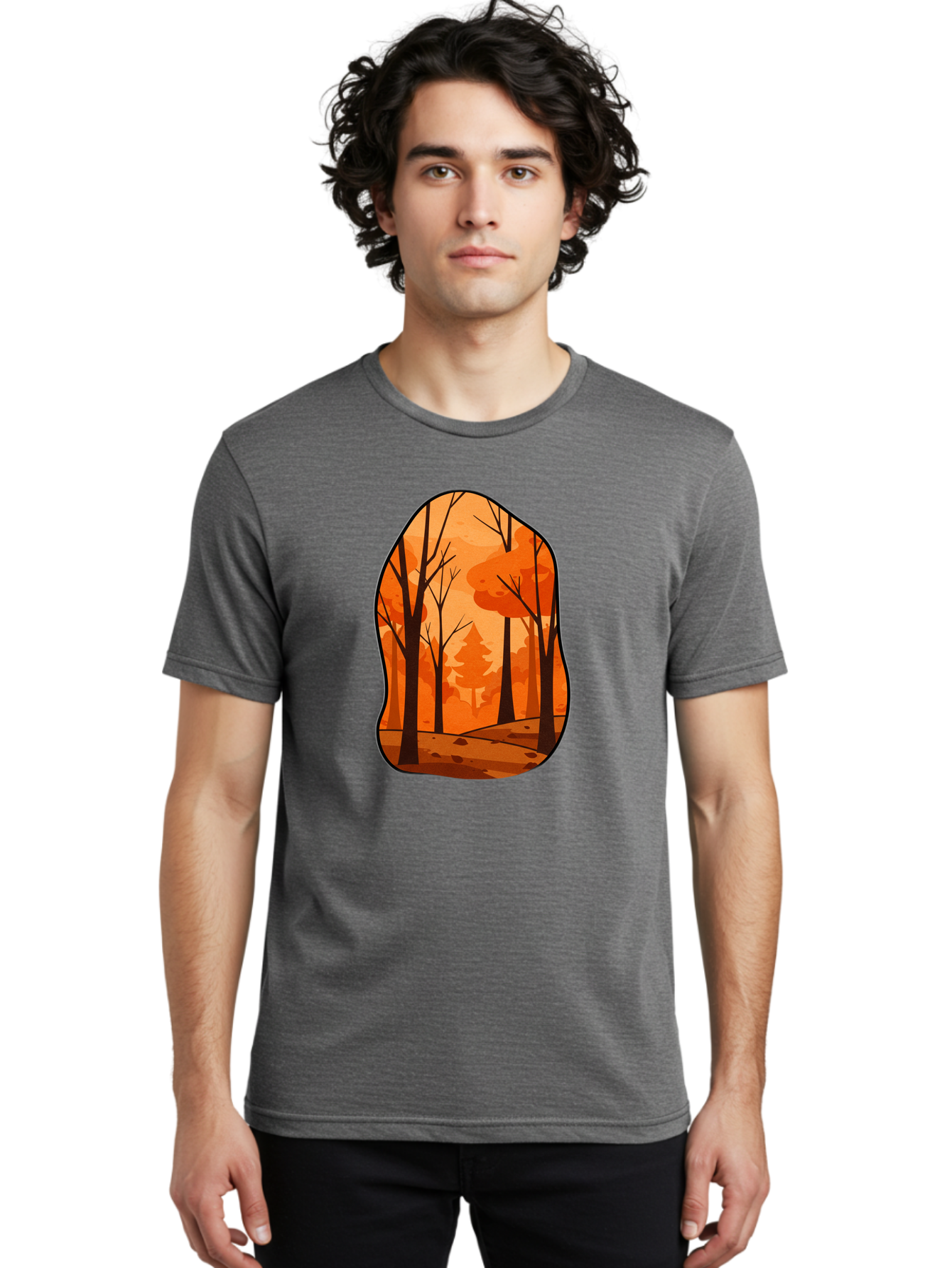 Forest-Scene-1 Men'S Graphic Tee, 100% Cotton, Comfortable Casual Summer Wear, Machine Washable, Vintage Camera, Old Camera, Antique Camera, Black Camera, Classic Photography, Photography Equipment, Nostalgic Device, Film Camera, Camera Art Baf099
