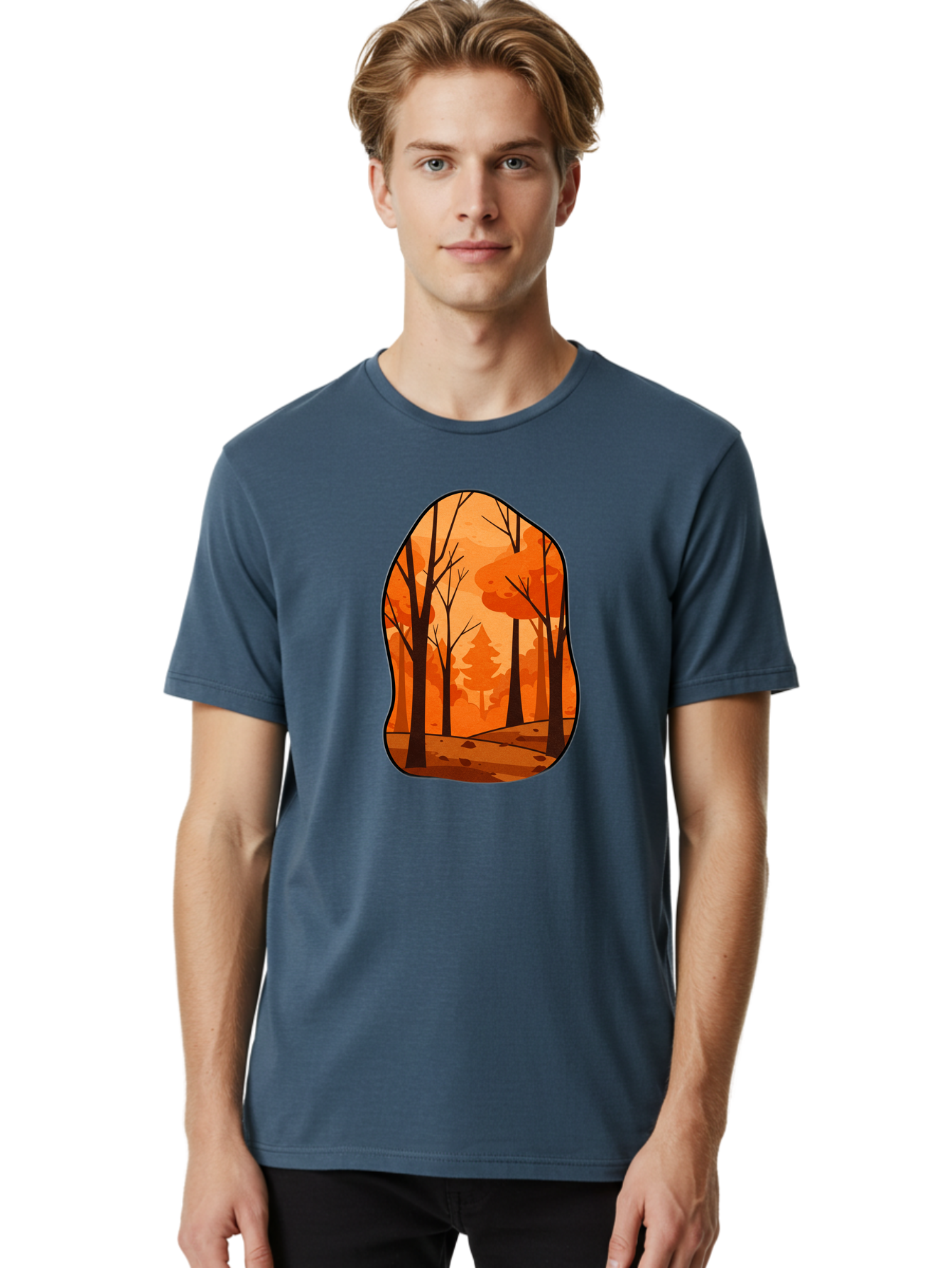 Forest-Scene-1 Men'S Graphic Tee, 100% Cotton, Comfortable Casual Summer Wear, Machine Washable, Vintage Camera, Old Camera, Antique Camera, Black Camera, Classic Photography, Photography Equipment, Nostalgic Device, Film Camera, Camera Art Baf099