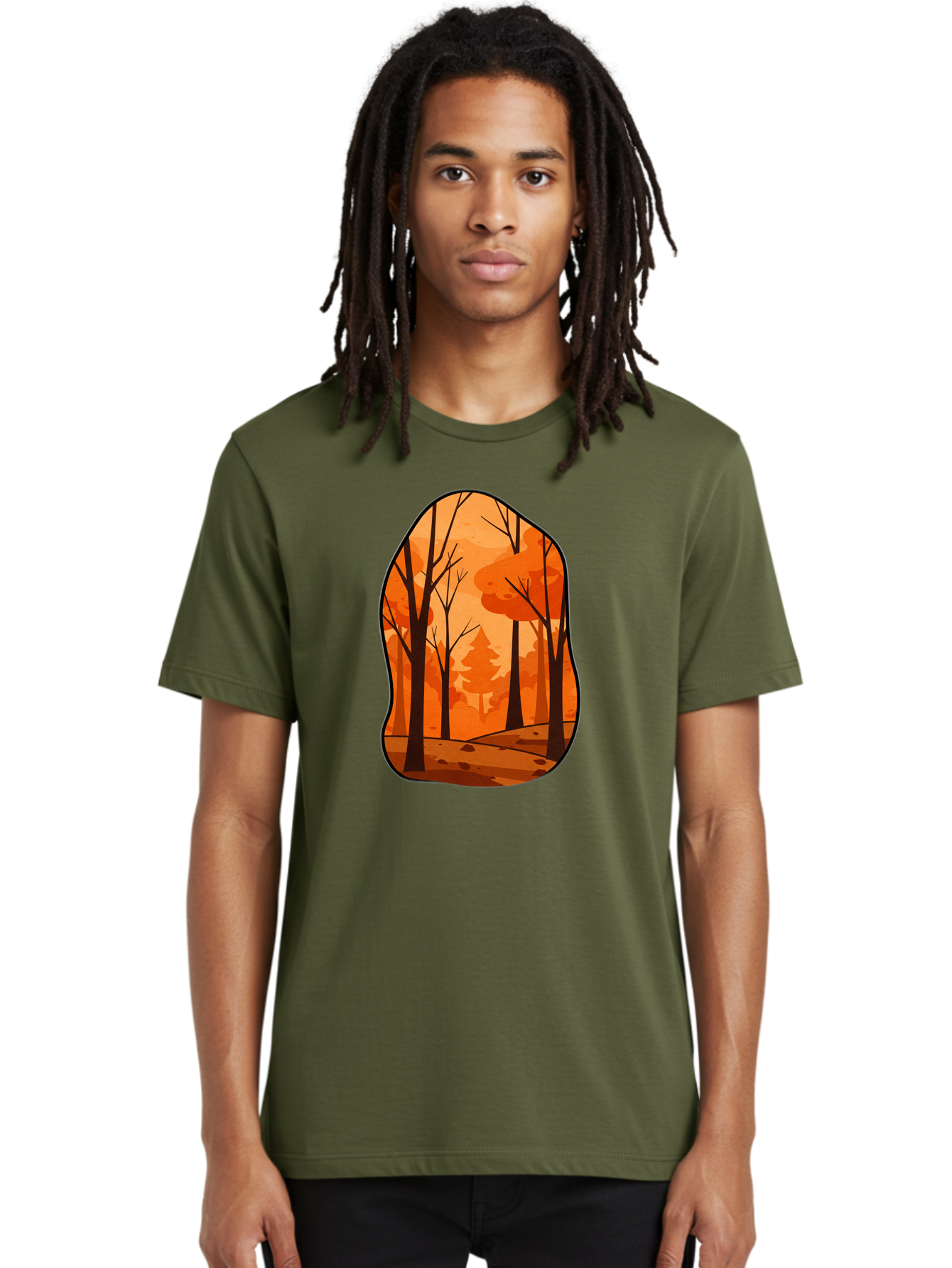 Forest-Scene-1 Men'S Graphic Tee, 100% Cotton, Comfortable Casual Summer Wear, Machine Washable, Vintage Camera, Old Camera, Antique Camera, Black Camera, Classic Photography, Photography Equipment, Nostalgic Device, Film Camera, Camera Art Baf099