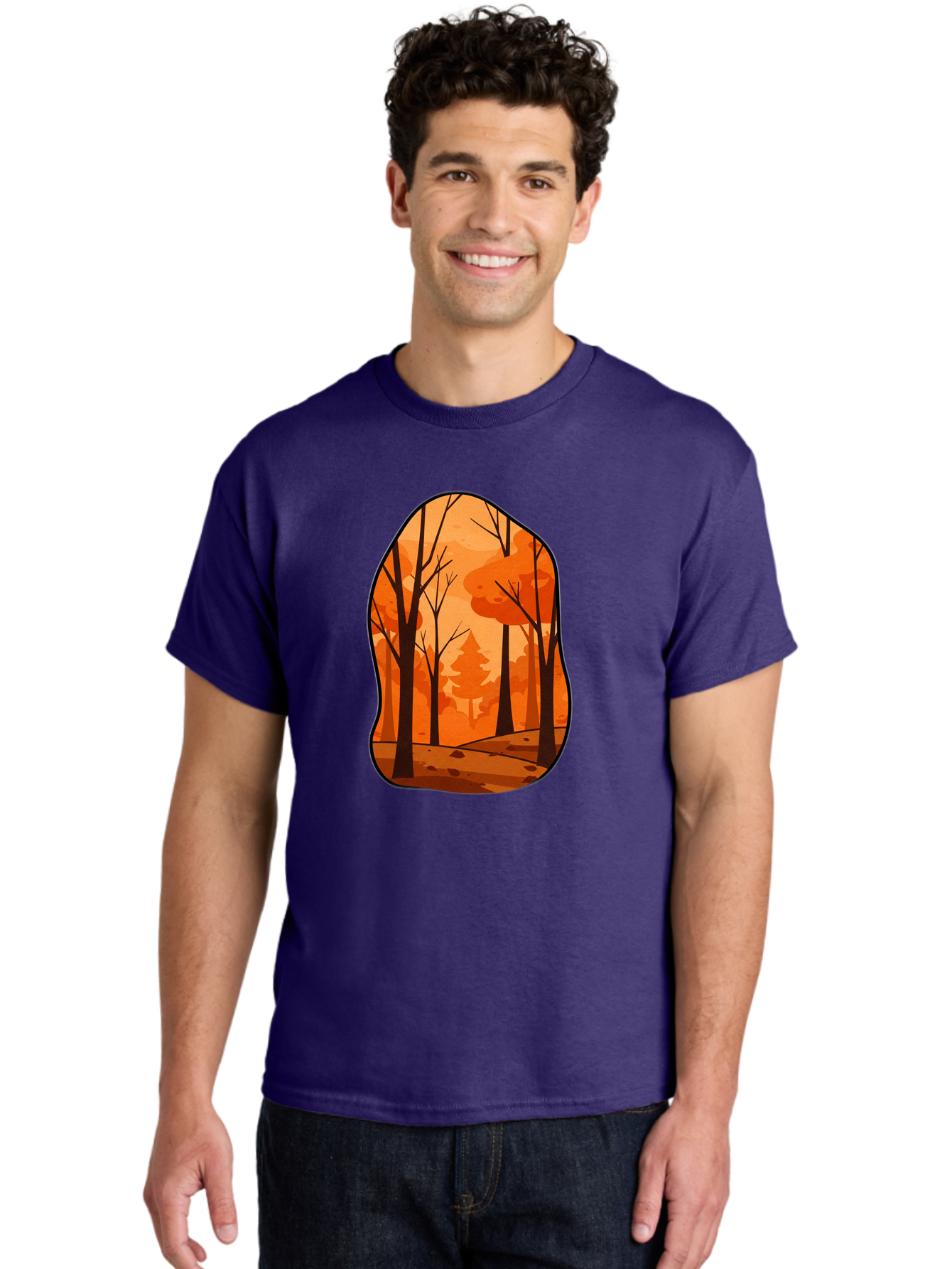 Forest-Scene-1 Men'S Graphic Tee, 100% Cotton, Comfortable Casual Summer Wear, Machine Washable, Vintage Camera, Old Camera, Antique Camera, Black Camera, Classic Photography, Photography Equipment, Nostalgic Device, Film Camera, Camera Art Baf099