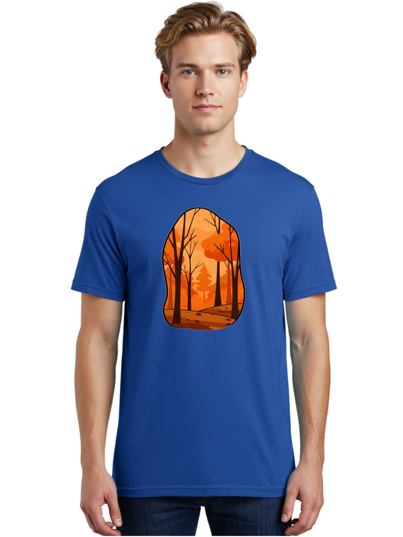 Forest-Scene-1 Men'S Graphic Tee, 100% Cotton, Comfortable Casual Summer Wear, Machine Washable, Vintage Camera, Old Camera, Antique Camera, Black Camera, Classic Photography, Photography Equipment, Nostalgic Device, Film Camera, Camera Art Baf099