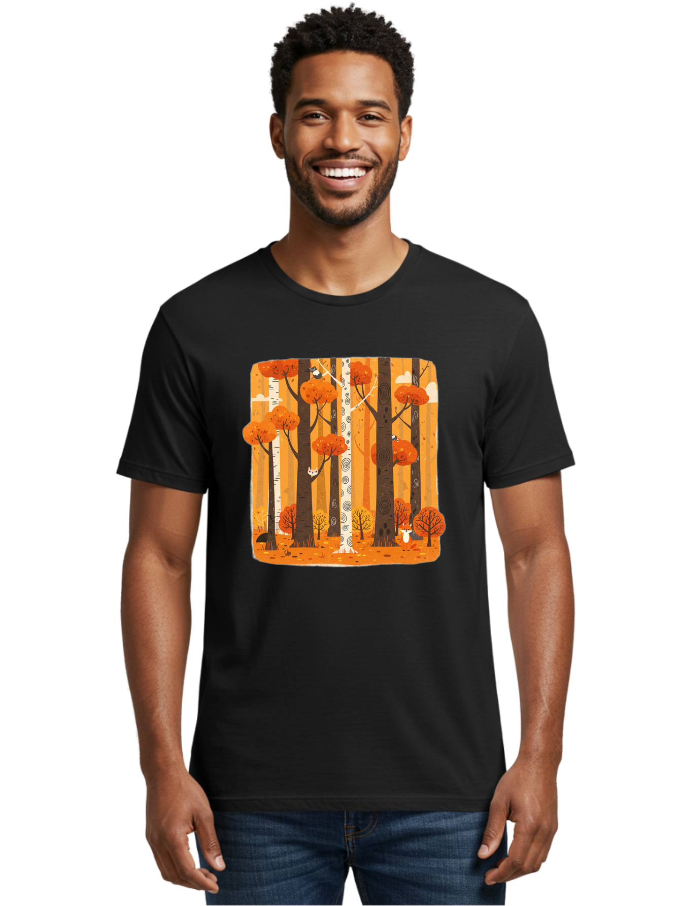 Forest-Scene Men'S Graphic Tee, 100% Cotton, Comfortable Casual Summer Wear, Machine Washable, Vintage Camera, Old Camera, Antique Camera, Black Camera, Classic Photography, Photography Equipment, Nostalgic Device, Film Camera, Camera Art Baf100