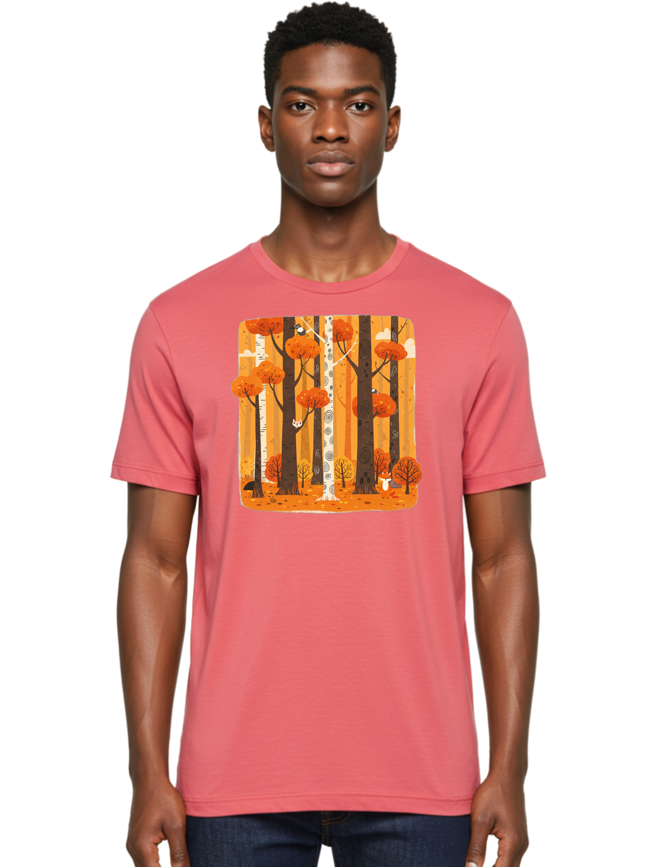 Forest-Scene Men'S Graphic Tee, 100% Cotton, Comfortable Casual Summer Wear, Machine Washable, Vintage Camera, Old Camera, Antique Camera, Black Camera, Classic Photography, Photography Equipment, Nostalgic Device, Film Camera, Camera Art Baf100