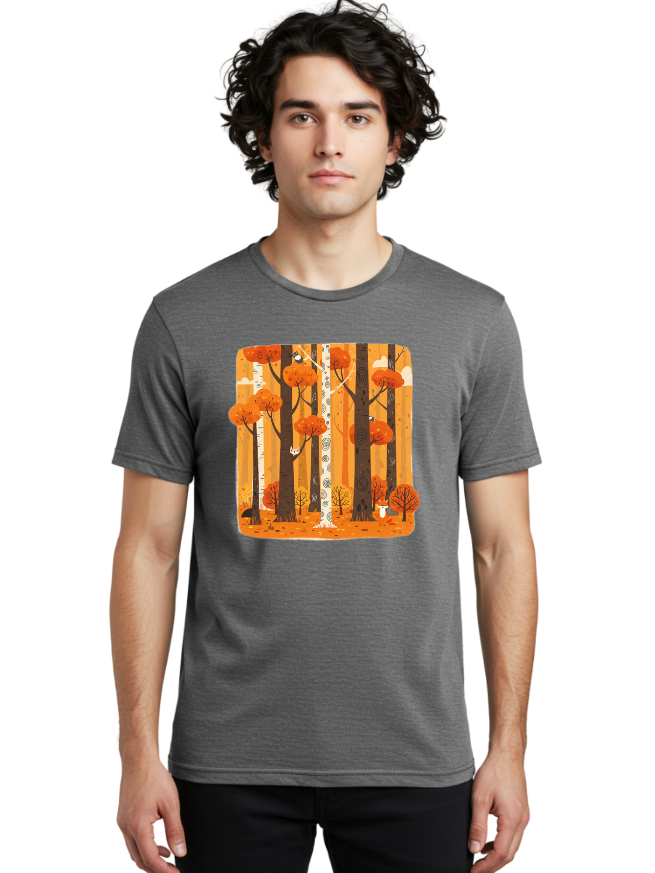 Forest-Scene Men'S Graphic Tee, 100% Cotton, Comfortable Casual Summer Wear, Machine Washable, Vintage Camera, Old Camera, Antique Camera, Black Camera, Classic Photography, Photography Equipment, Nostalgic Device, Film Camera, Camera Art Baf100