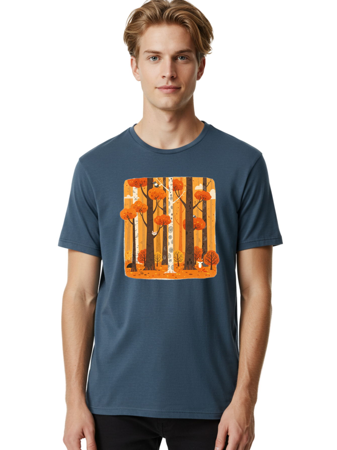 Forest-Scene Men'S Graphic Tee, 100% Cotton, Comfortable Casual Summer Wear, Machine Washable, Vintage Camera, Old Camera, Antique Camera, Black Camera, Classic Photography, Photography Equipment, Nostalgic Device, Film Camera, Camera Art Baf100
