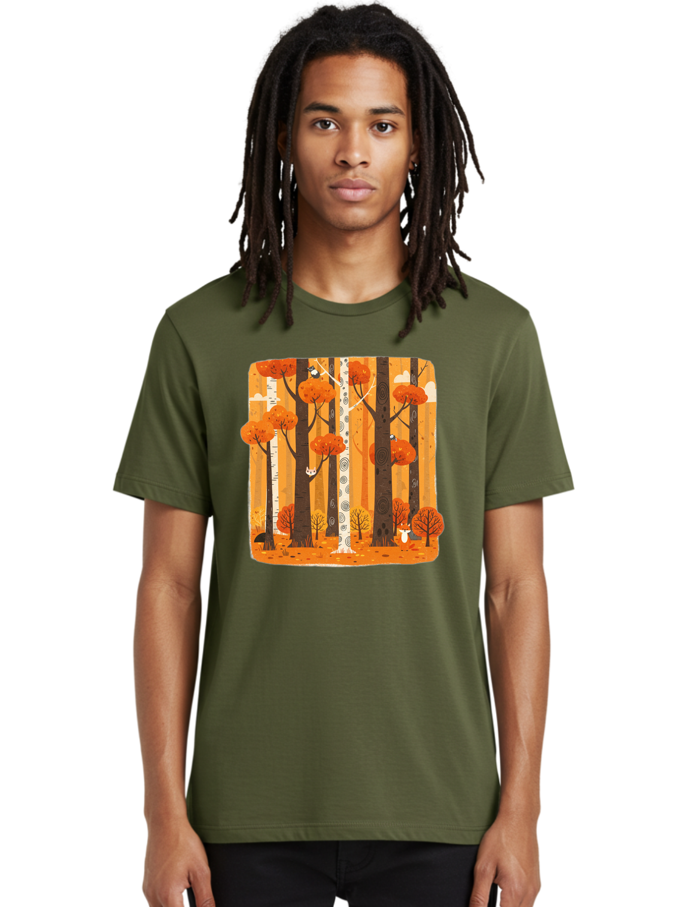 Forest-Scene Men'S Graphic Tee, 100% Cotton, Comfortable Casual Summer Wear, Machine Washable, Vintage Camera, Old Camera, Antique Camera, Black Camera, Classic Photography, Photography Equipment, Nostalgic Device, Film Camera, Camera Art Baf100