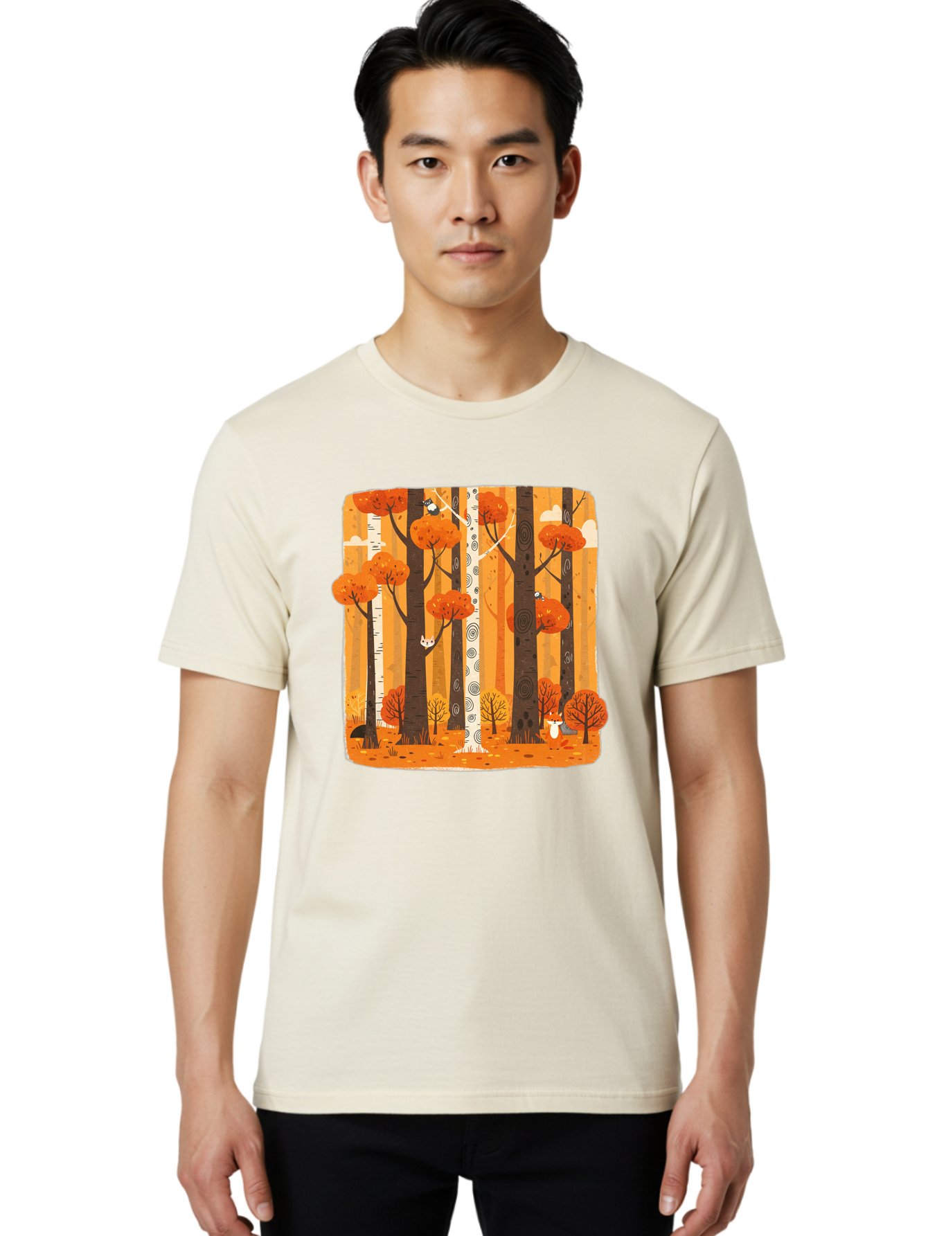 Forest-Scene Men'S Graphic Tee, 100% Cotton, Comfortable Casual Summer Wear, Machine Washable, Vintage Camera, Old Camera, Antique Camera, Black Camera, Classic Photography, Photography Equipment, Nostalgic Device, Film Camera, Camera Art Baf100