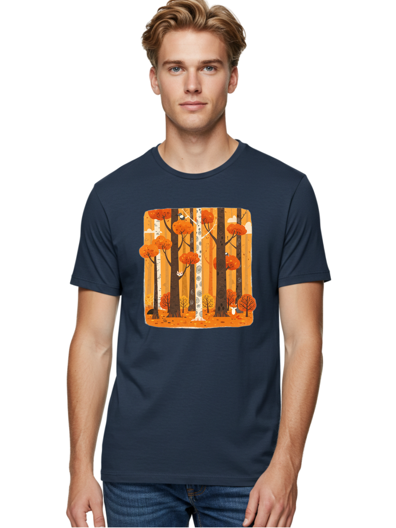 Forest-Scene Men'S Graphic Tee, 100% Cotton, Comfortable Casual Summer Wear, Machine Washable, Vintage Camera, Old Camera, Antique Camera, Black Camera, Classic Photography, Photography Equipment, Nostalgic Device, Film Camera, Camera Art Baf100