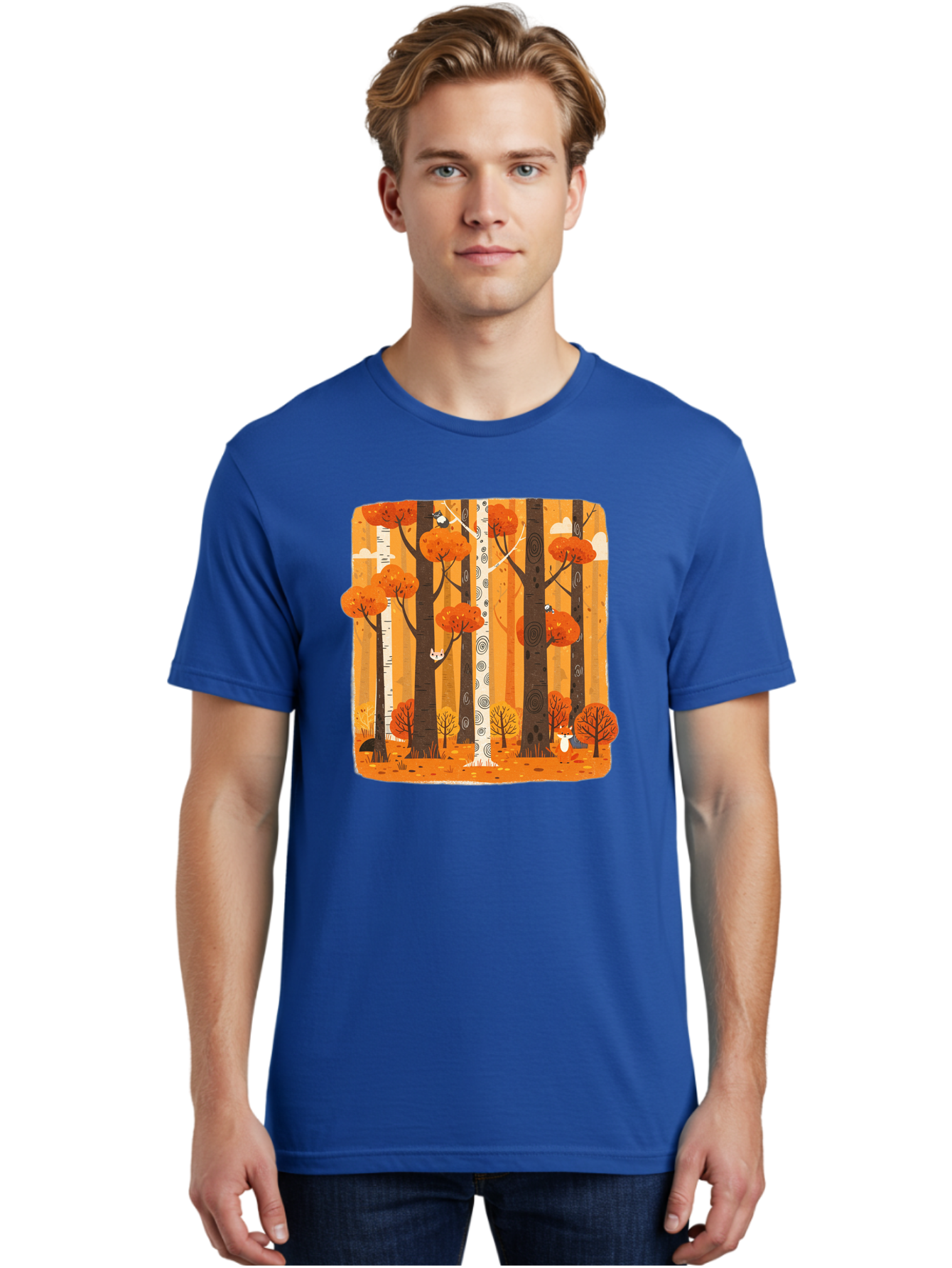 Forest-Scene Men'S Graphic Tee, 100% Cotton, Comfortable Casual Summer Wear, Machine Washable, Vintage Camera, Old Camera, Antique Camera, Black Camera, Classic Photography, Photography Equipment, Nostalgic Device, Film Camera, Camera Art Baf100