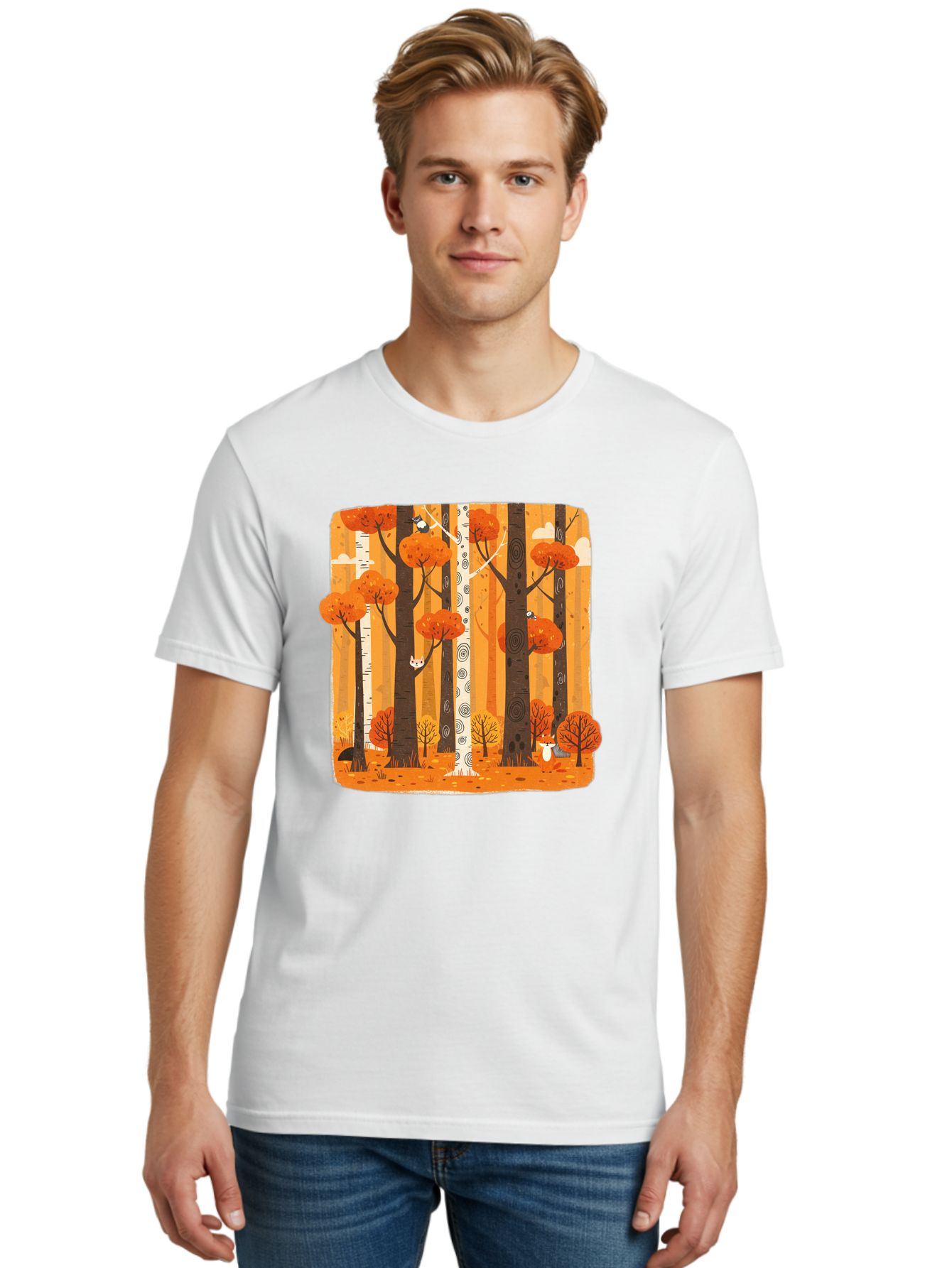 Forest-Scene Men'S Graphic Tee, 100% Cotton, Comfortable Casual Summer Wear, Machine Washable, Vintage Camera, Old Camera, Antique Camera, Black Camera, Classic Photography, Photography Equipment, Nostalgic Device, Film Camera, Camera Art Baf100
