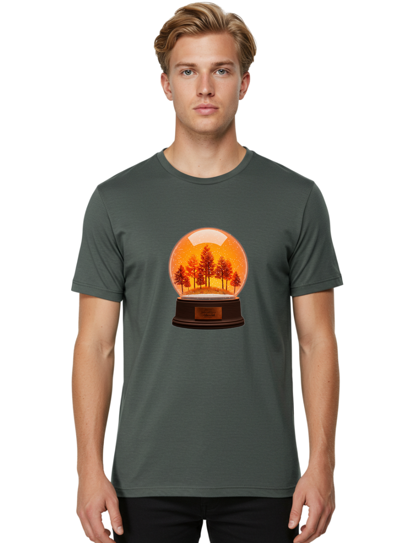 Forest-Snow-Globe Men'S Graphic Tee, 100% Cotton, Comfortable Casual Summer Wear, Machine Washable, Vintage Camera, Old Camera, Antique Camera, Black Camera, Classic Photography, Photography Equipment, Nostalgic Device, Film Camera, Camera Art Baf101