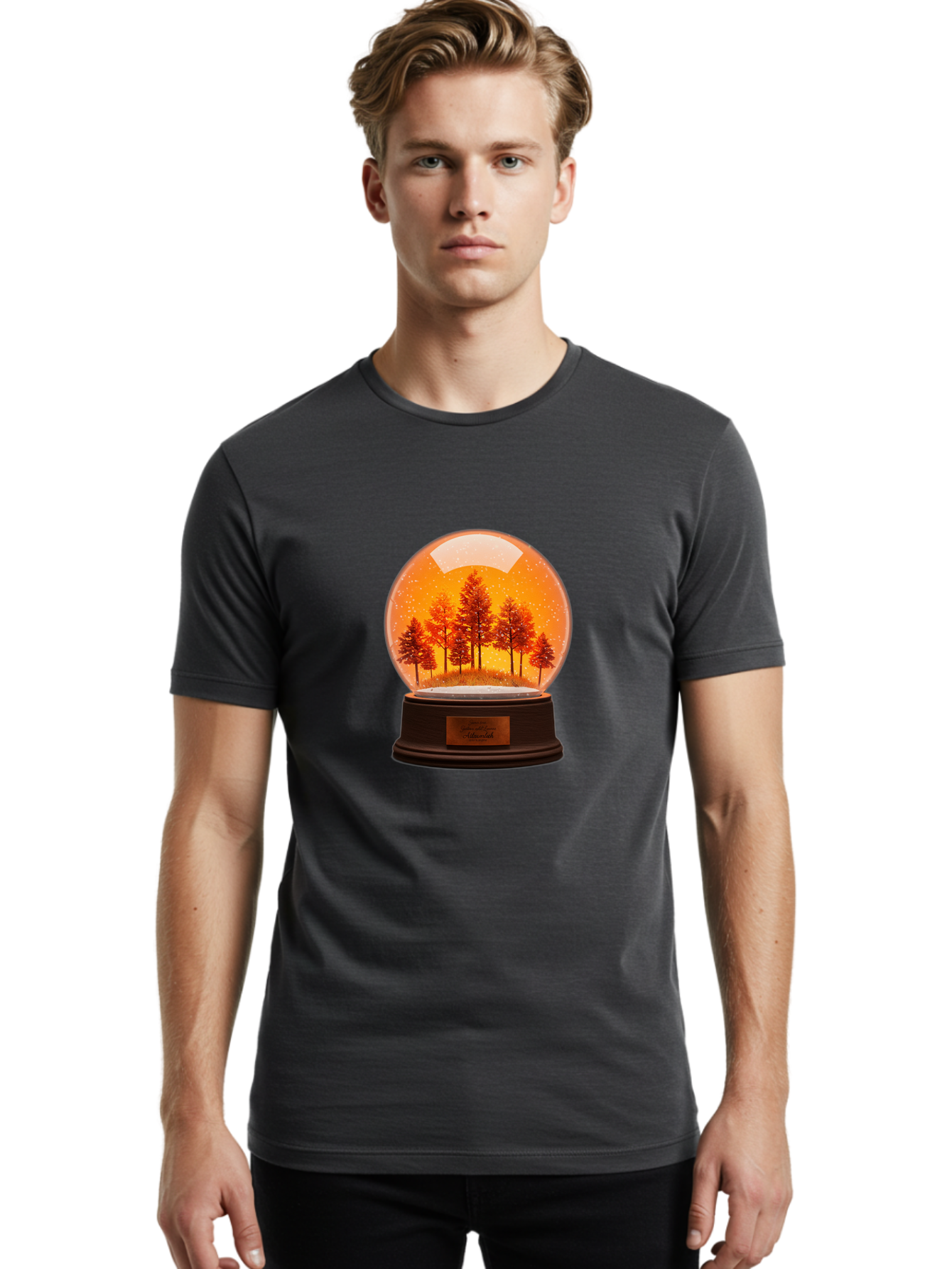 Forest-Snow-Globe Men'S Graphic Tee, 100% Cotton, Comfortable Casual Summer Wear, Machine Washable, Vintage Camera, Old Camera, Antique Camera, Black Camera, Classic Photography, Photography Equipment, Nostalgic Device, Film Camera, Camera Art Baf101