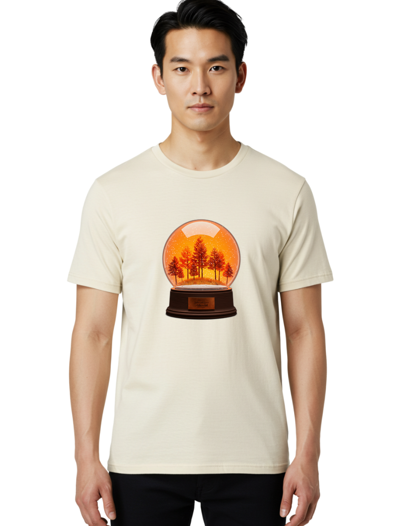 Forest-Snow-Globe Men'S Graphic Tee, 100% Cotton, Comfortable Casual Summer Wear, Machine Washable, Vintage Camera, Old Camera, Antique Camera, Black Camera, Classic Photography, Photography Equipment, Nostalgic Device, Film Camera, Camera Art Baf101