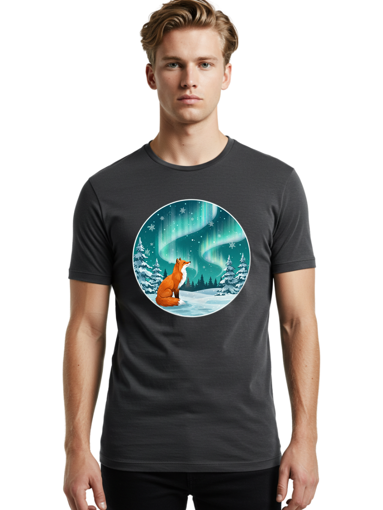 Fox-And-Northern-Lights Men'S Graphic Tee, 100% Cotton, Comfortable Casual Summer Wear, Machine Washable, Vintage Camera, Old Camera, Antique Camera, Black Camera, Classic Photography, Photography Equipment, Nostalgic Device, Film Camera, Baf105