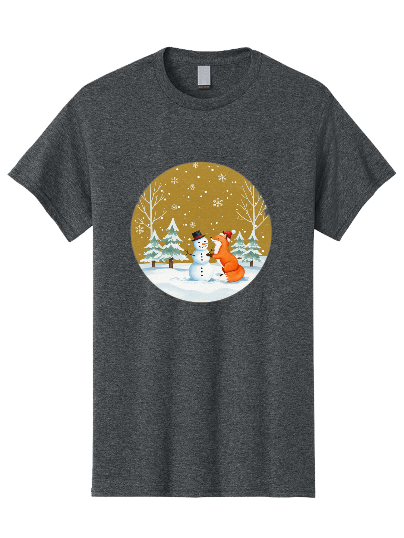 Fox-And-Snowman-Winter-Scene Men'S Graphic Tee, 100% Cotton, Comfortable Casual Summer Wear, Machine Washable, Vintage Camera, Old Camera, Antique Camera, Black Camera, Classic Photography, Photography Equipment, Nostalgic Device, Film Camera, Baf106